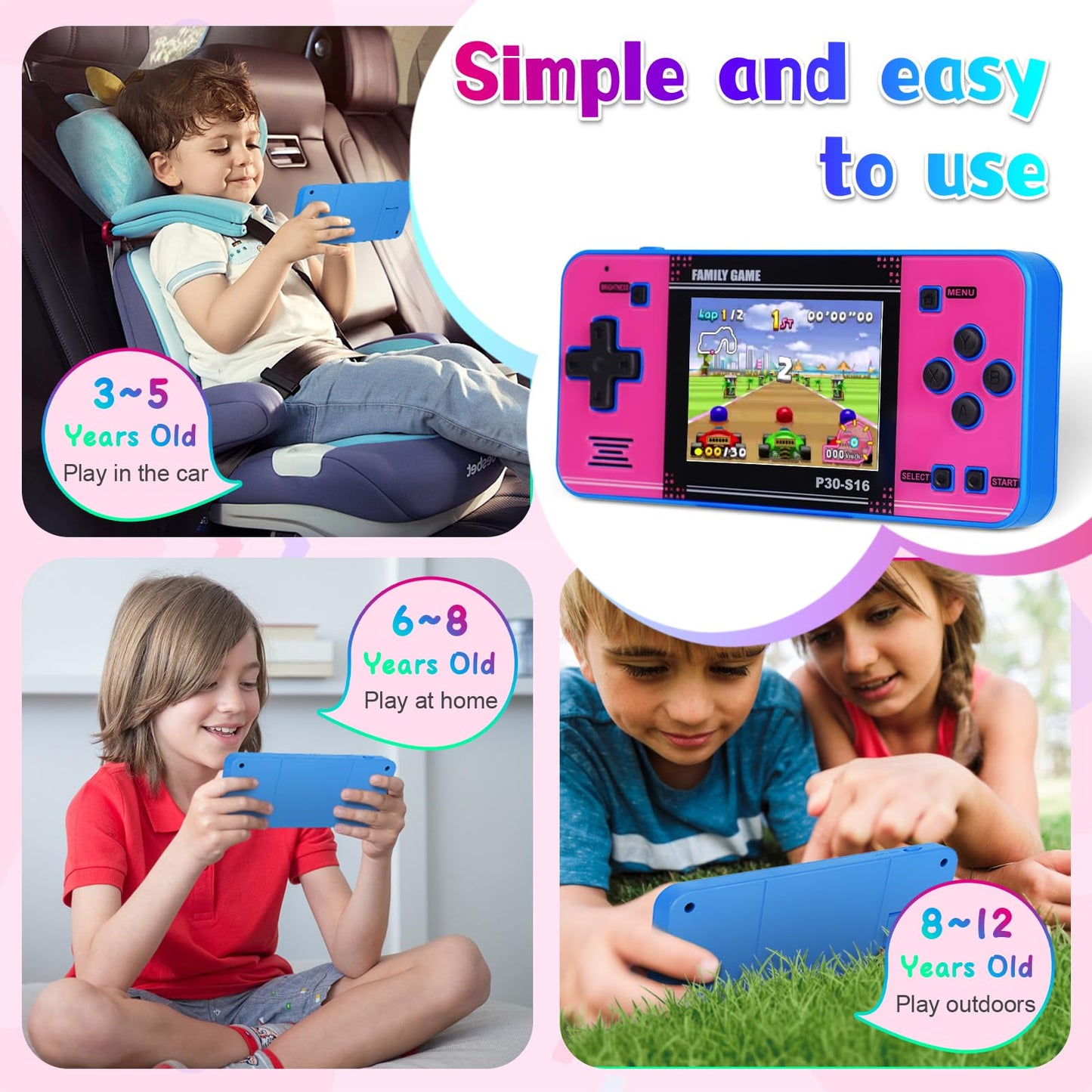 GuaiyeyeAP P32 Handheld Arcade Console – 220 Built-in 32-bit Games, 3.0” IPS Screen, Rechargeable, Travel Mini Arcade for Kids