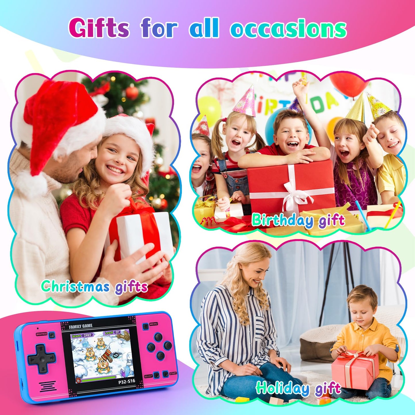 GuaiyeyeAP P32 Handheld Arcade Console – 220 Built-in 32-bit Games, 3.0” IPS Screen, Rechargeable, Travel Mini Arcade for Kids
