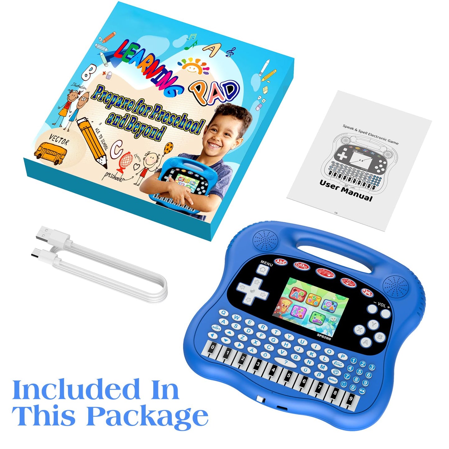 GuaiyeyeAP Kids Learning Tablet — 3.0-Inch HD Color Screen for Alphabet, Numbers, Words, Games & Music