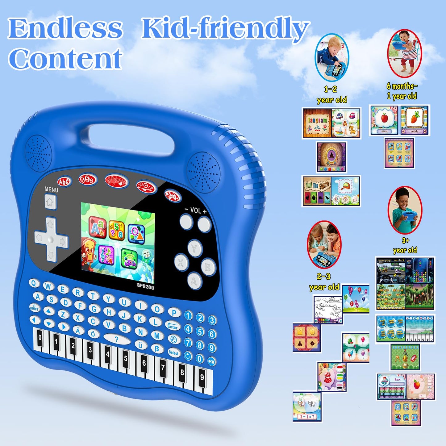 GuaiyeyeAP Kids Learning Tablet — 3.0-Inch HD Color Screen for Alphabet, Numbers, Words, Games & Music