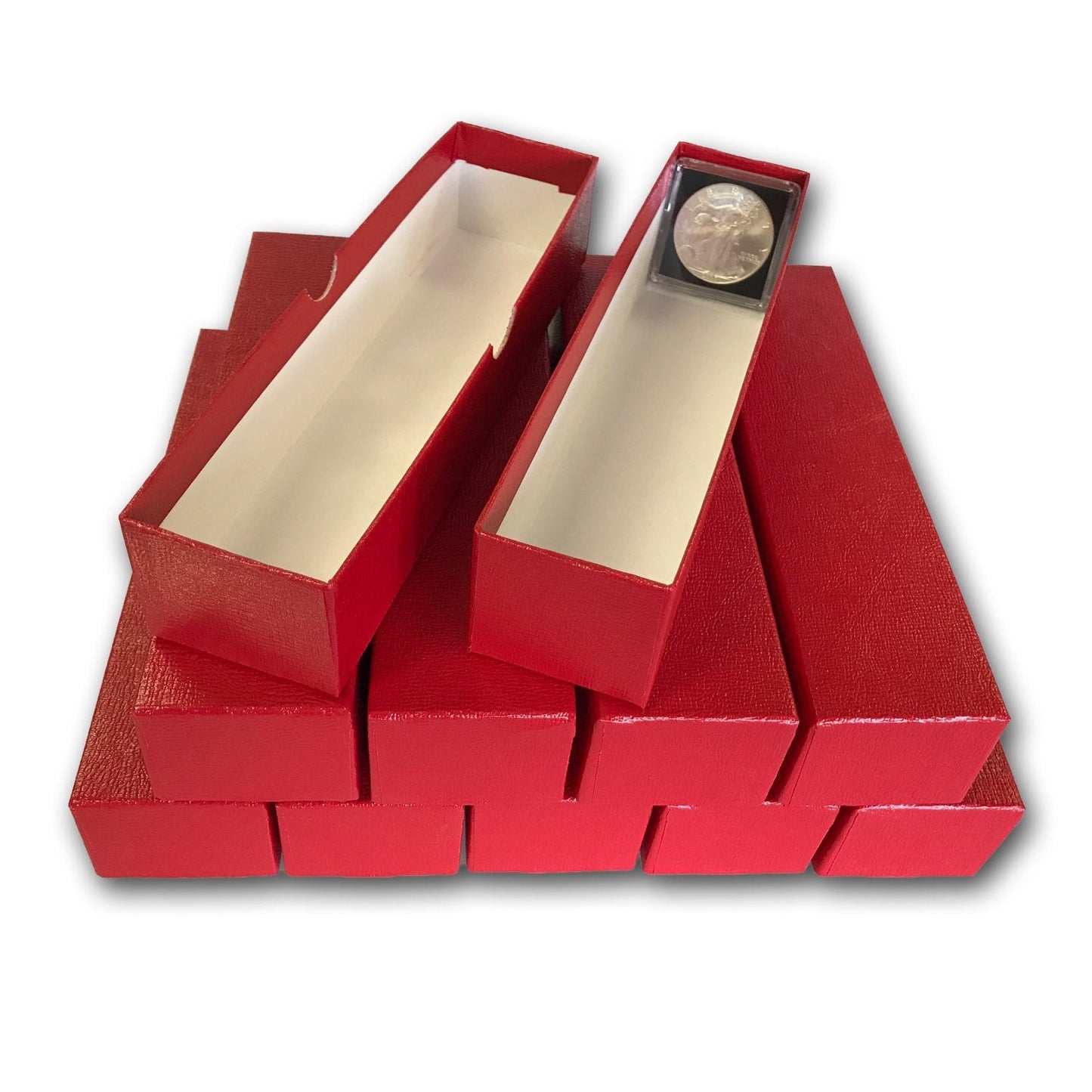 Guardhouse LOT of 10 Single Row 2x2 Coin Flip Storage Boxes – Archival, Durable, 9x2x2