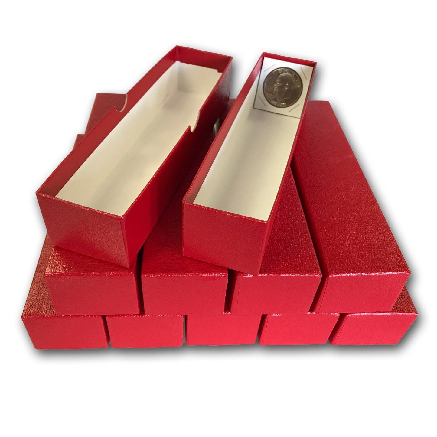 Guardhouse LOT of 10 Single Row 2x2 Coin Flip Storage Boxes – Archival, Durable, 9x2x2