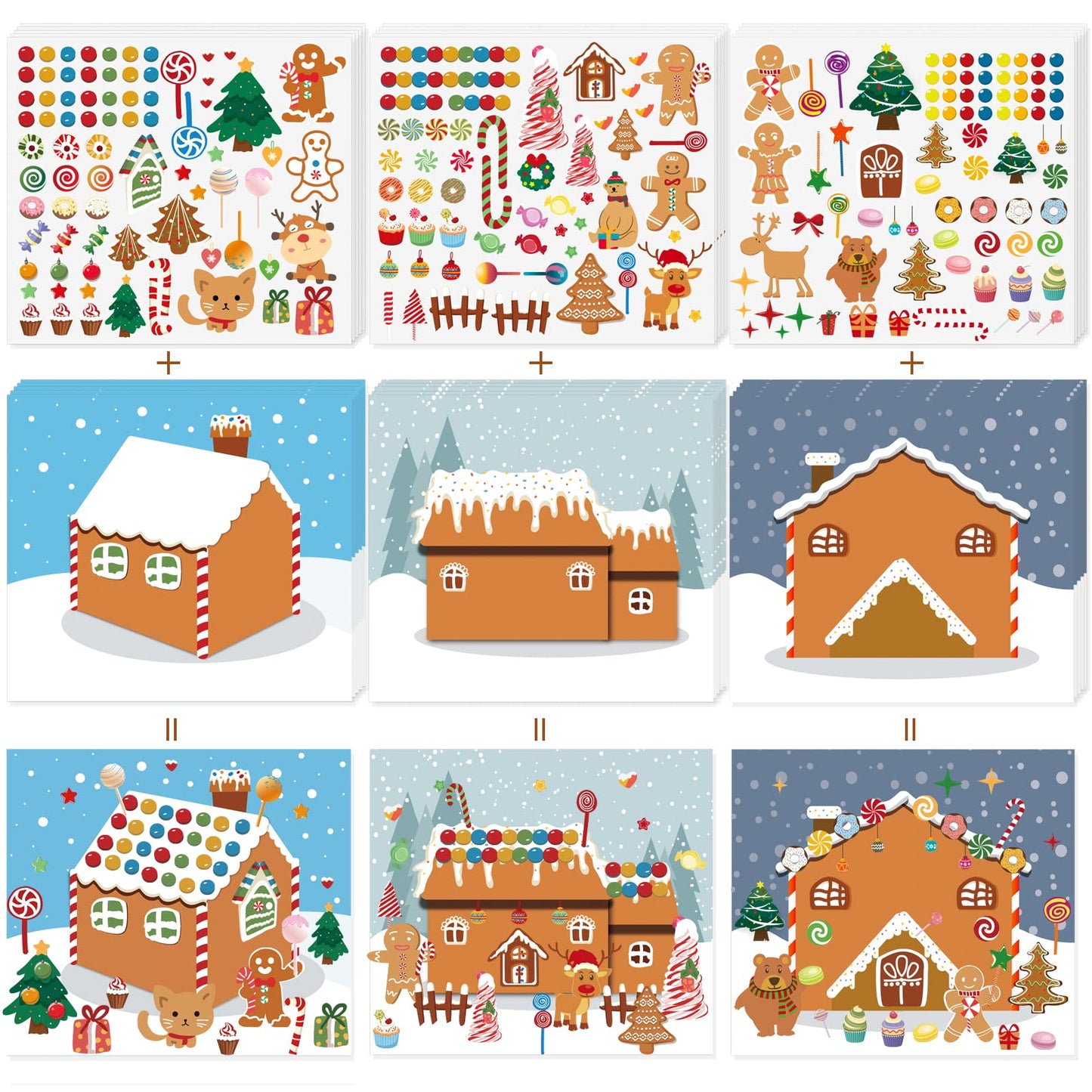 GuassLee Gingerbread House Stickers – 30Pcs DIY Christmas Craft Kit (15 Finished)