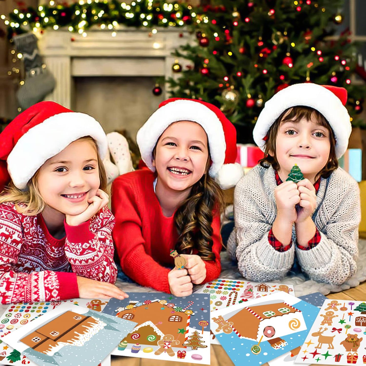 GuassLee Gingerbread House Stickers – 30Pcs DIY Christmas Craft Kit (15 Finished)