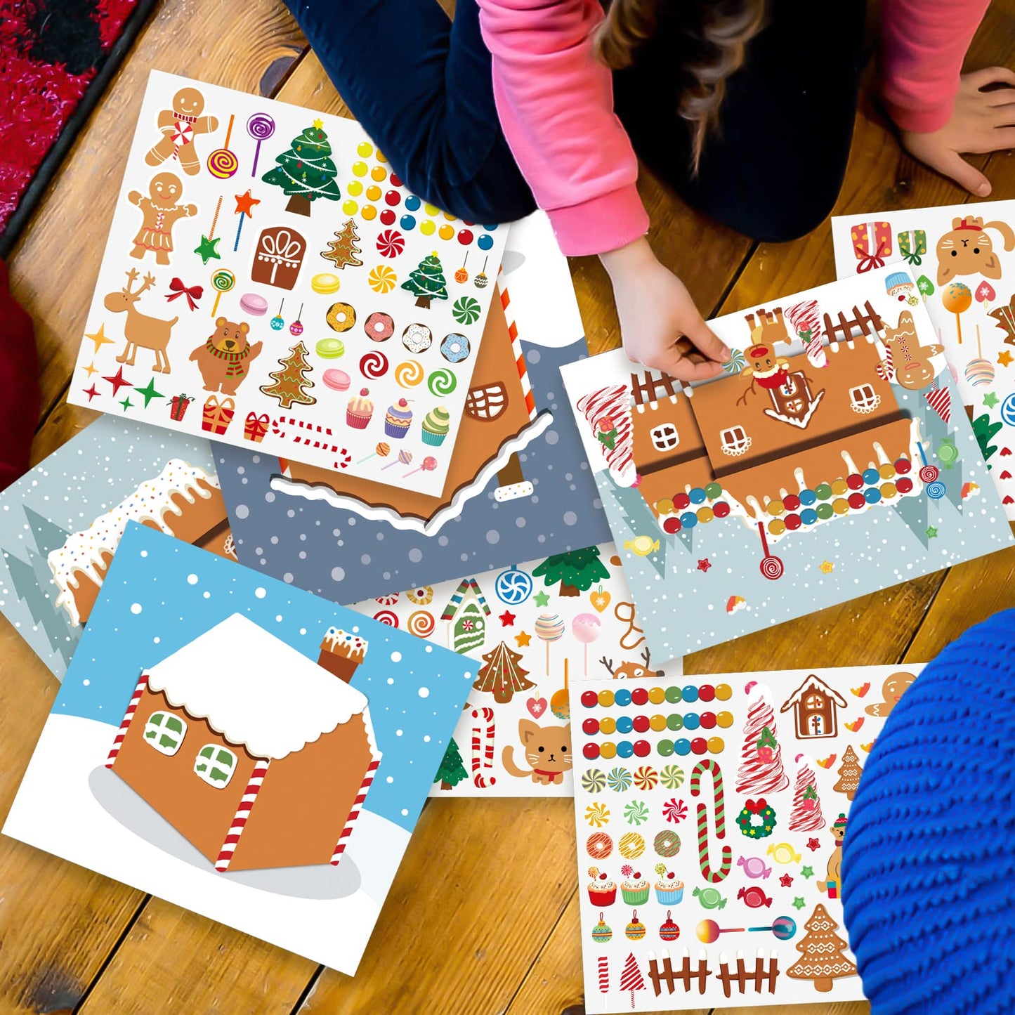 GuassLee Gingerbread House Stickers – 30Pcs DIY Christmas Craft Kit (15 Finished)