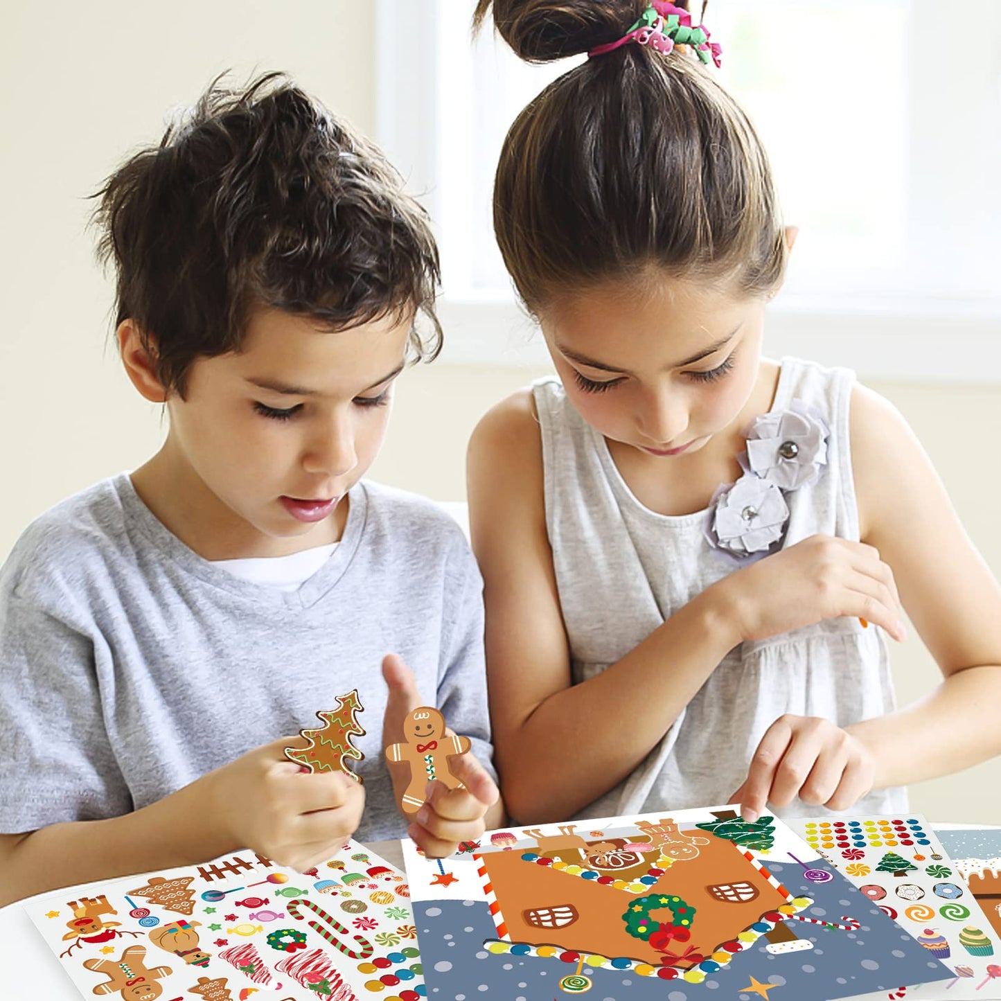 GuassLee Gingerbread House Stickers – 30Pcs DIY Christmas Craft Kit (15 Finished)