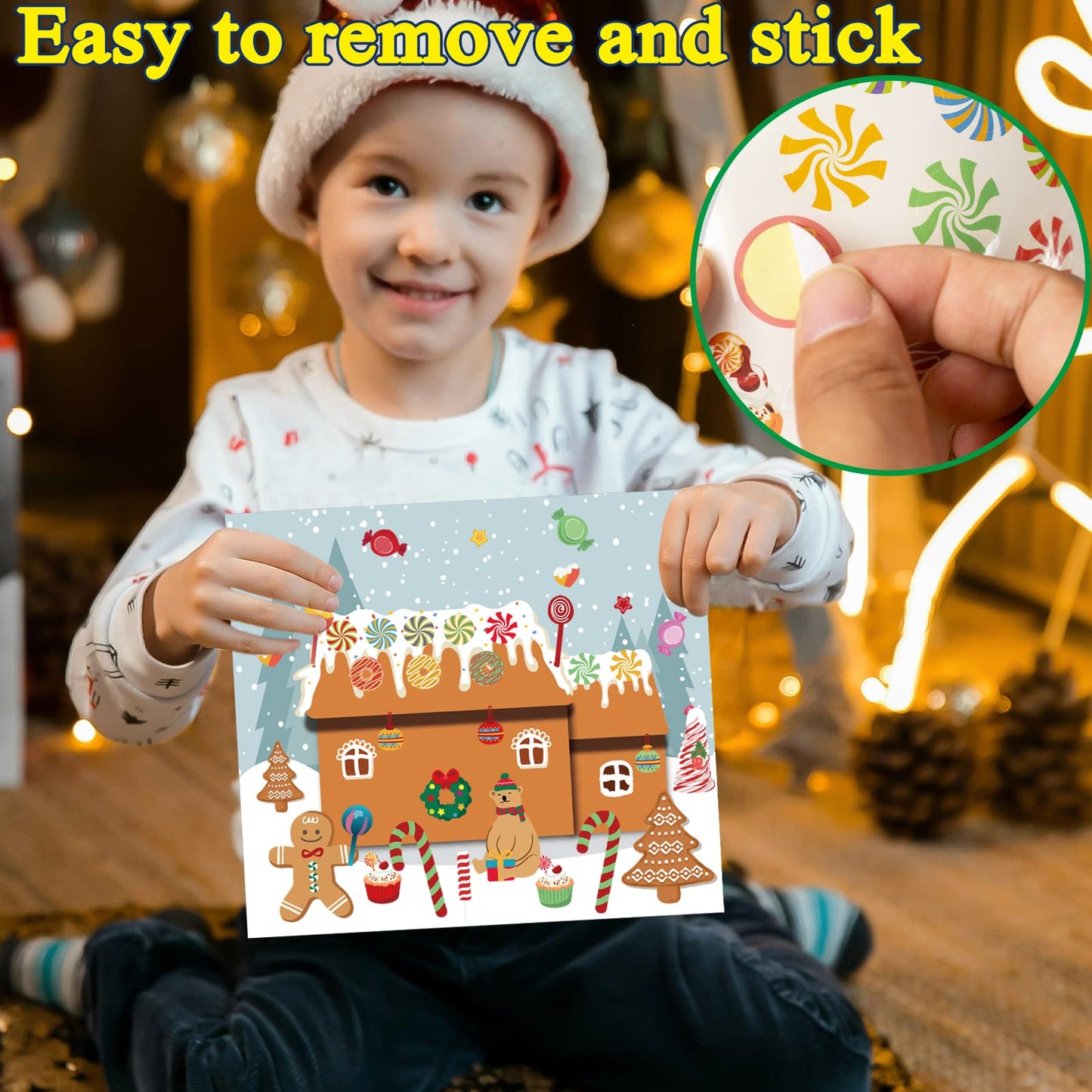 GuassLee Gingerbread House Stickers – 30Pcs DIY Christmas Craft Kit (15 Finished)