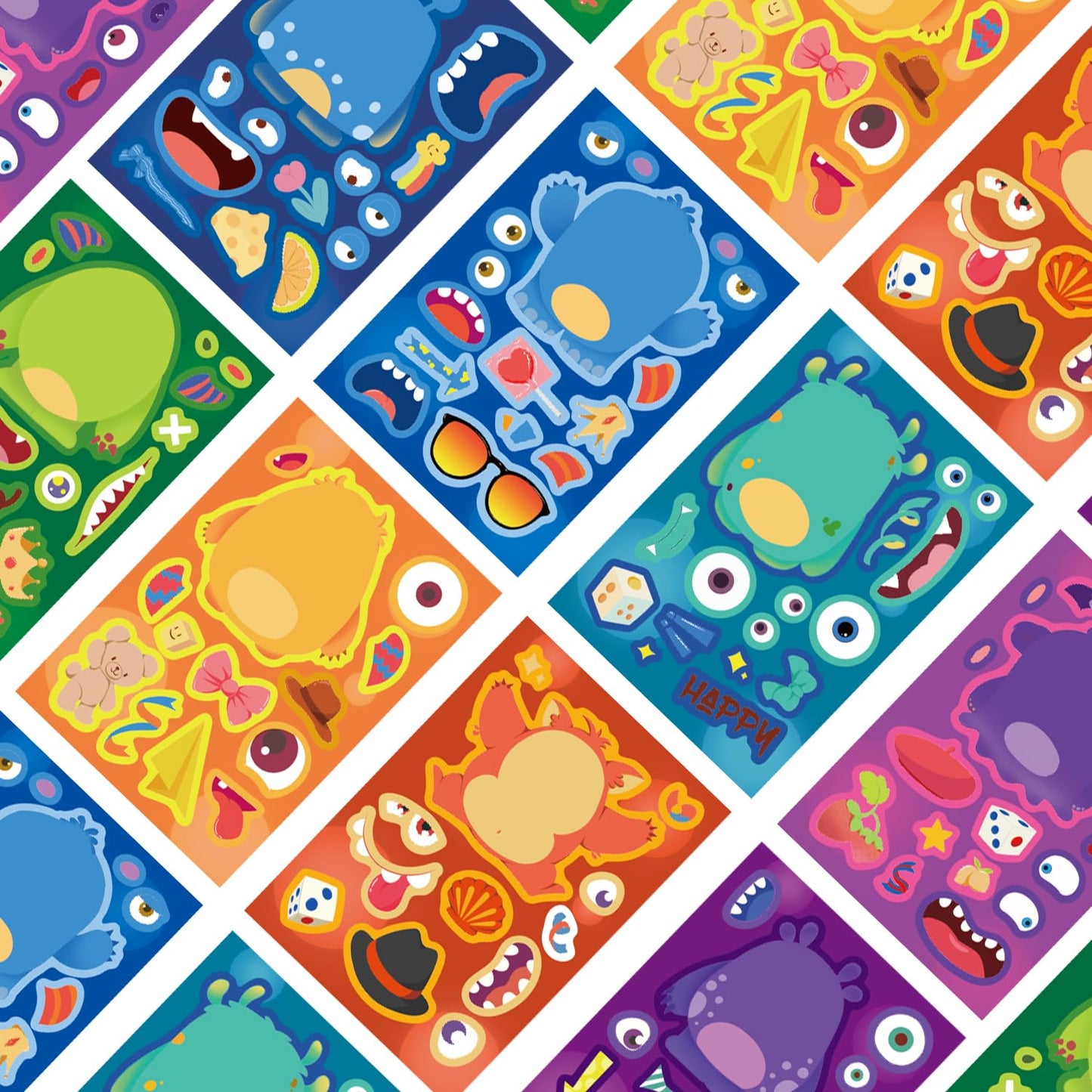 GUBPHK Make a Monster Face Stickers – 24 Monster Sticker Sheets for DIY Crafts & Parties