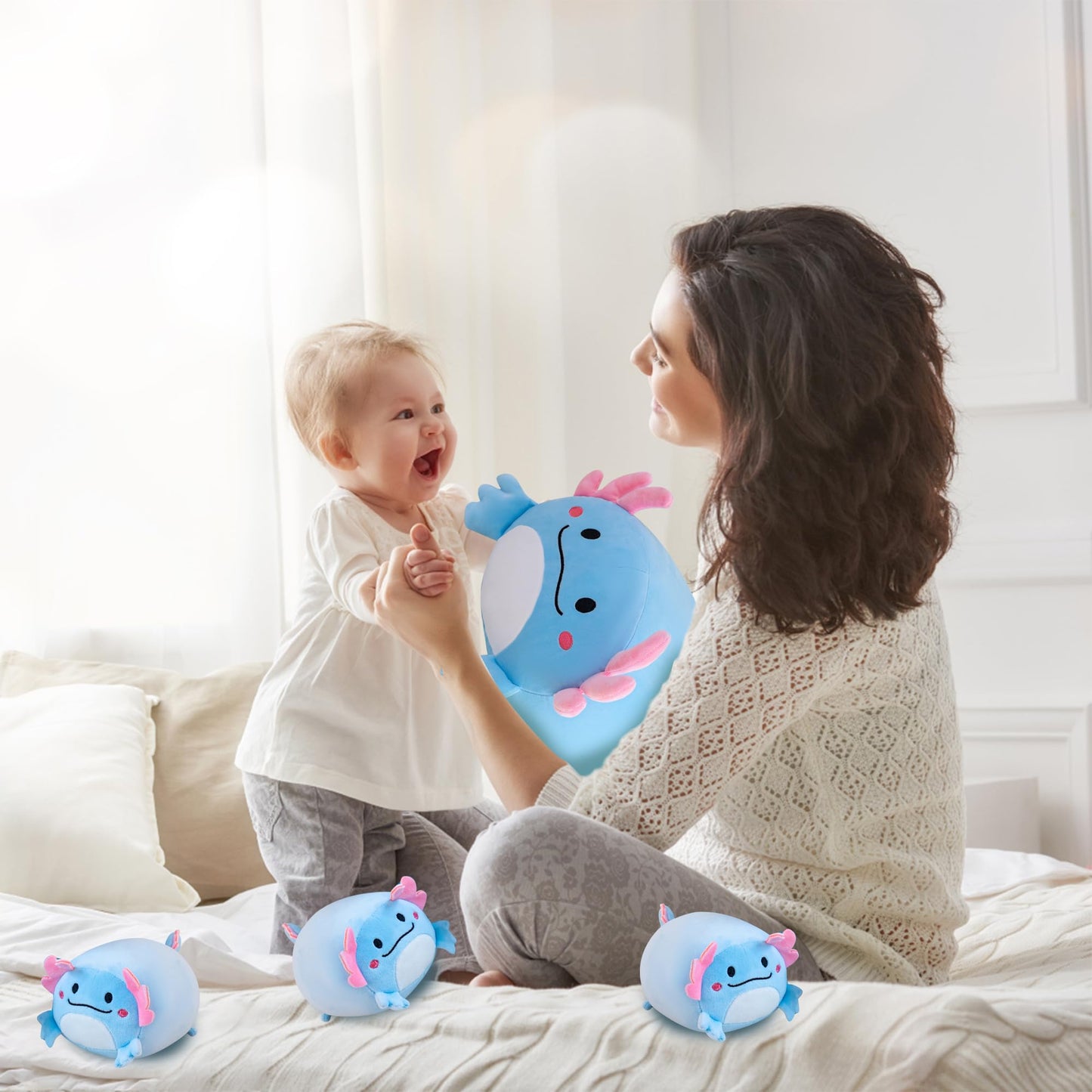 Gudisi 16-Inch Axolotl Plush with Four Baby Plushies | Soft Jumbo Toy Gift