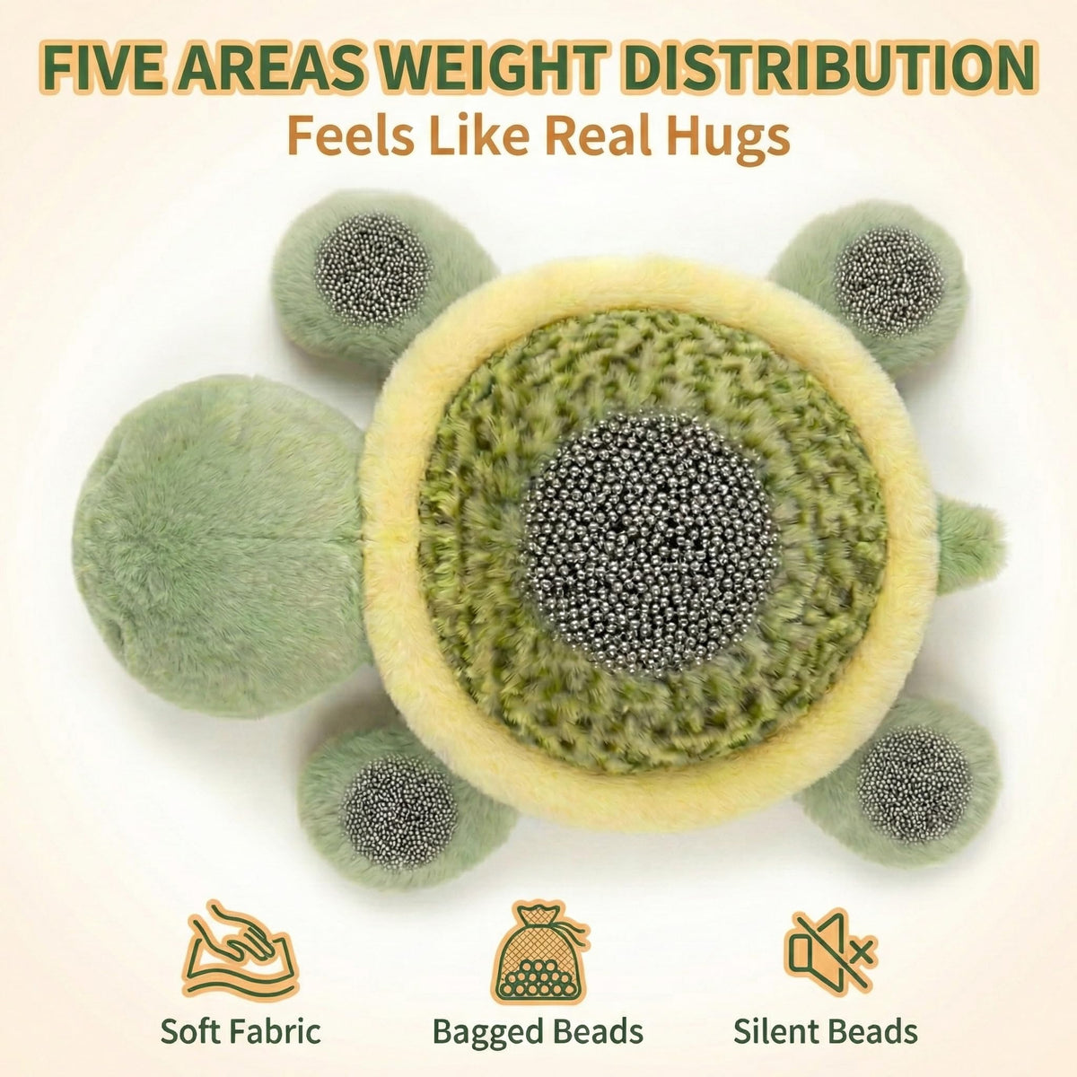 Gudisi 5-Pounds Weighted Turtle Plush — 23.6-Inch Huggable Toy for Kids & Adults