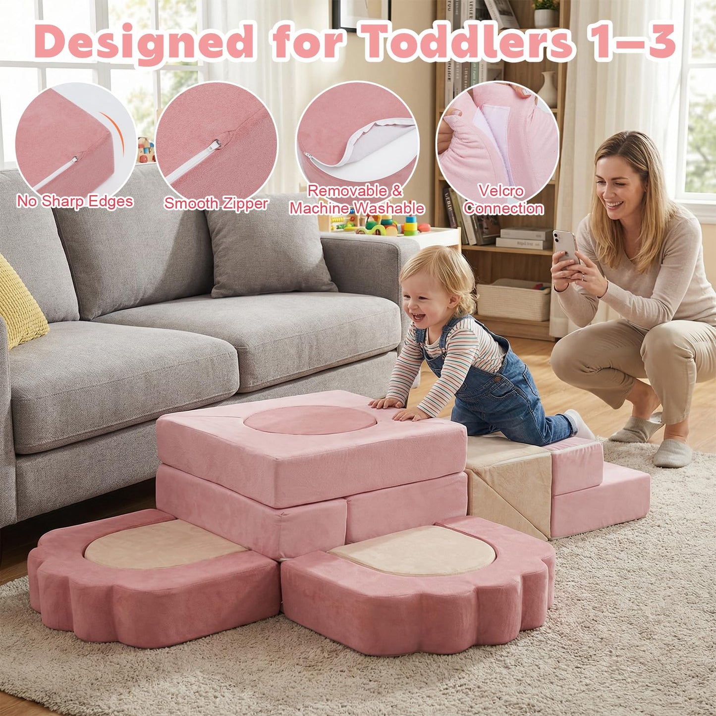 GudoInsole 13-Piece Soft Foam Climbing Blocks for Toddlers 1–3