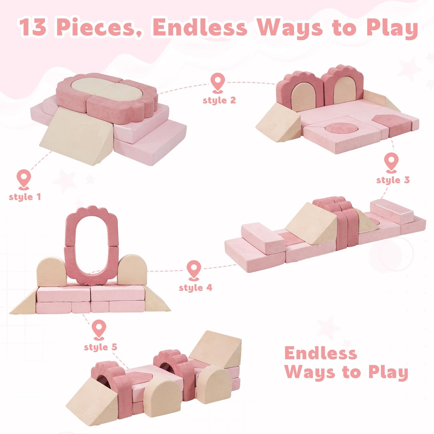 GudoInsole 13-Piece Soft Foam Climbing Blocks for Toddlers 1–3