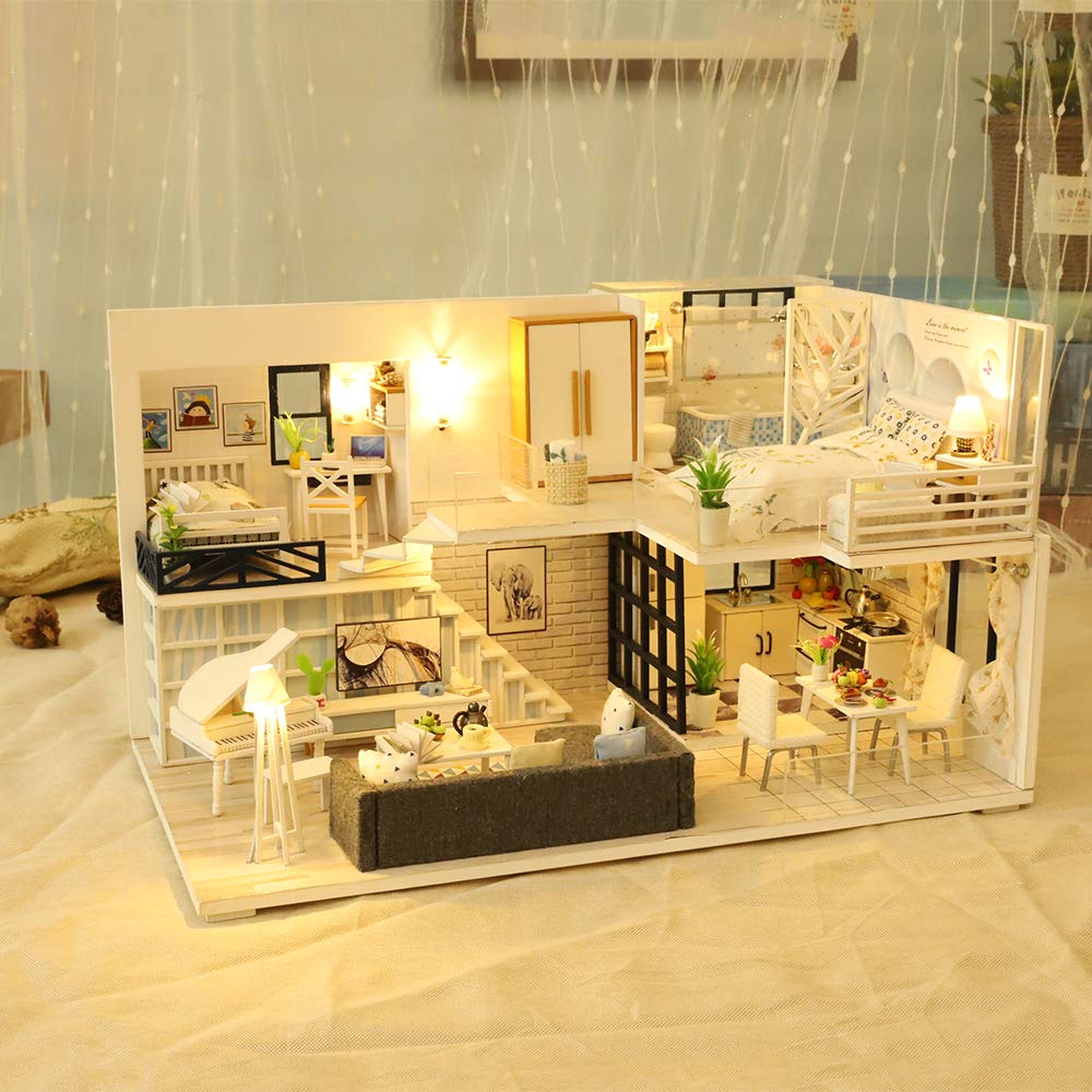GuDoQi DIY Miniature Dollhouse Kit 1:24 — 30+ Hours Assembly, Handmade Gift