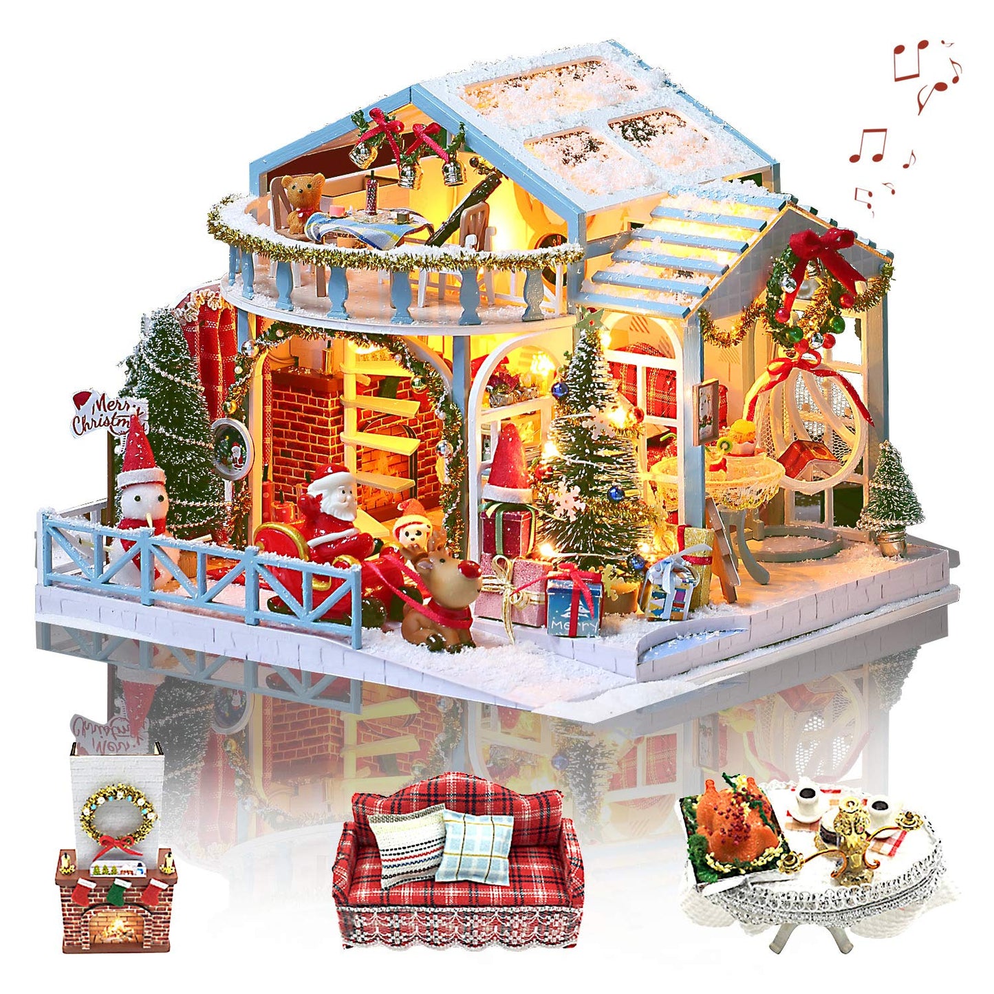 GuDoQi DIY Miniature Dollhouse Kit – 1:24 Tiny House with Music | Handmade Craft Gift