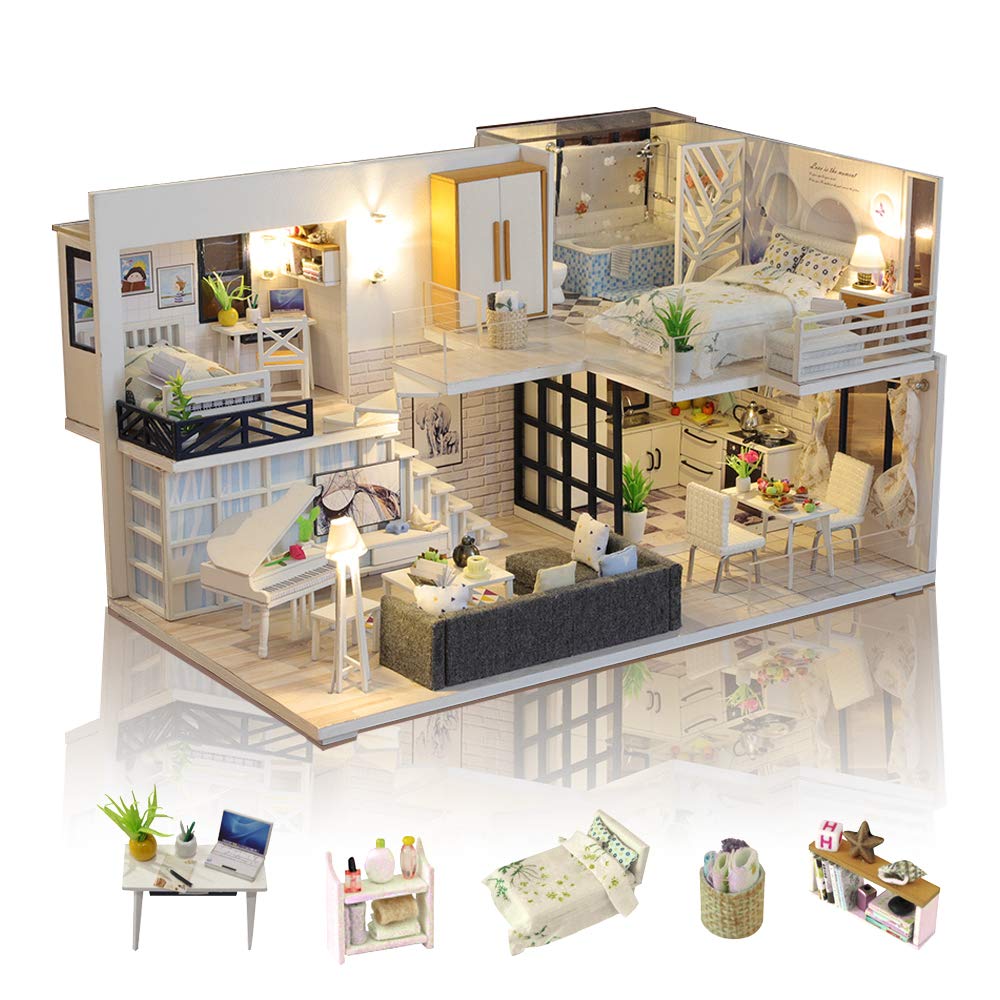 GuDoQi DIY Miniature Dollhouse Kit 1:24 — 30+ Hours Assembly, Handmade Gift