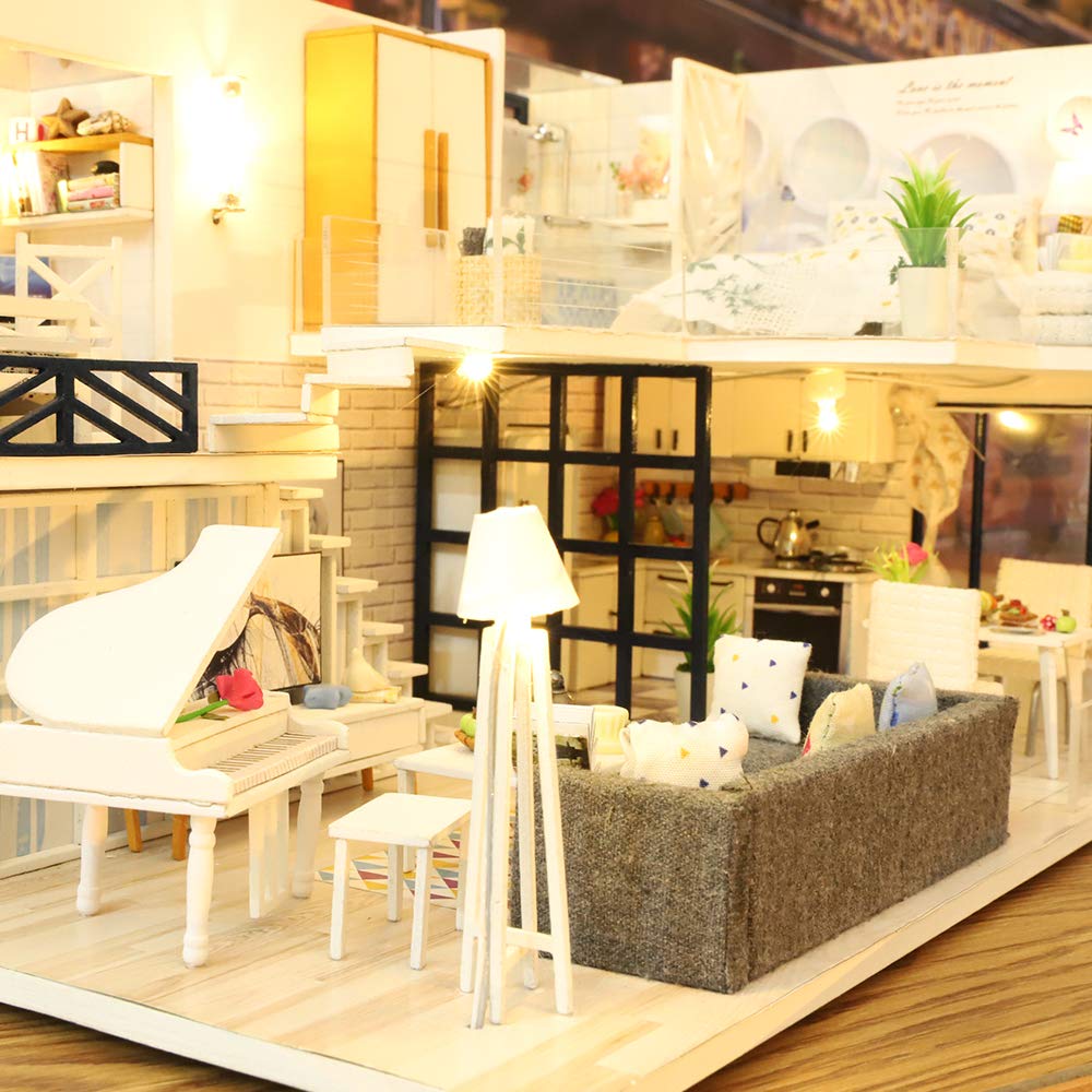 GuDoQi DIY Miniature Dollhouse Kit 1:24 — 30+ Hours Assembly, Handmade Gift