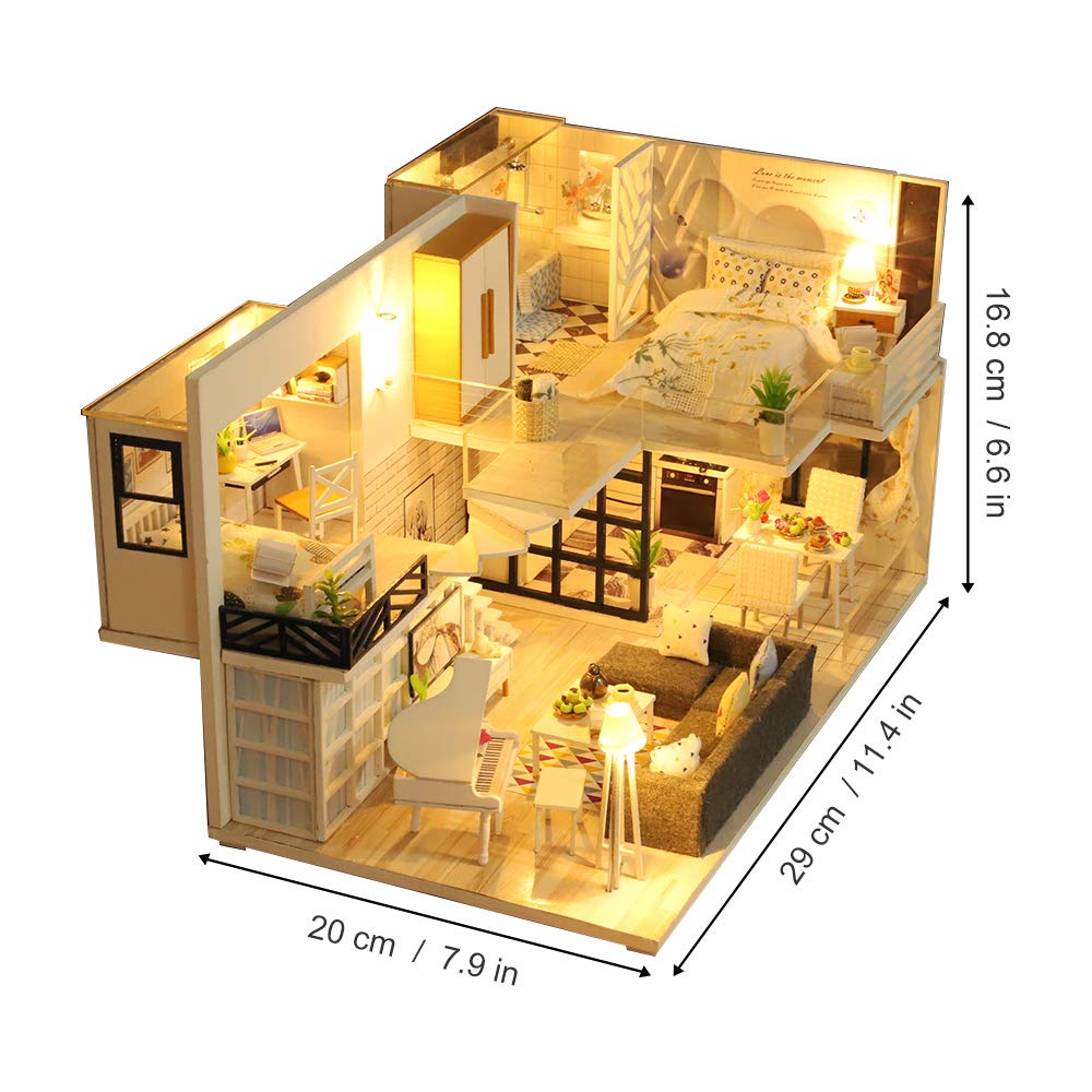 GuDoQi DIY Miniature Dollhouse Kit 1:24 — 30+ Hours Assembly, Handmade Gift