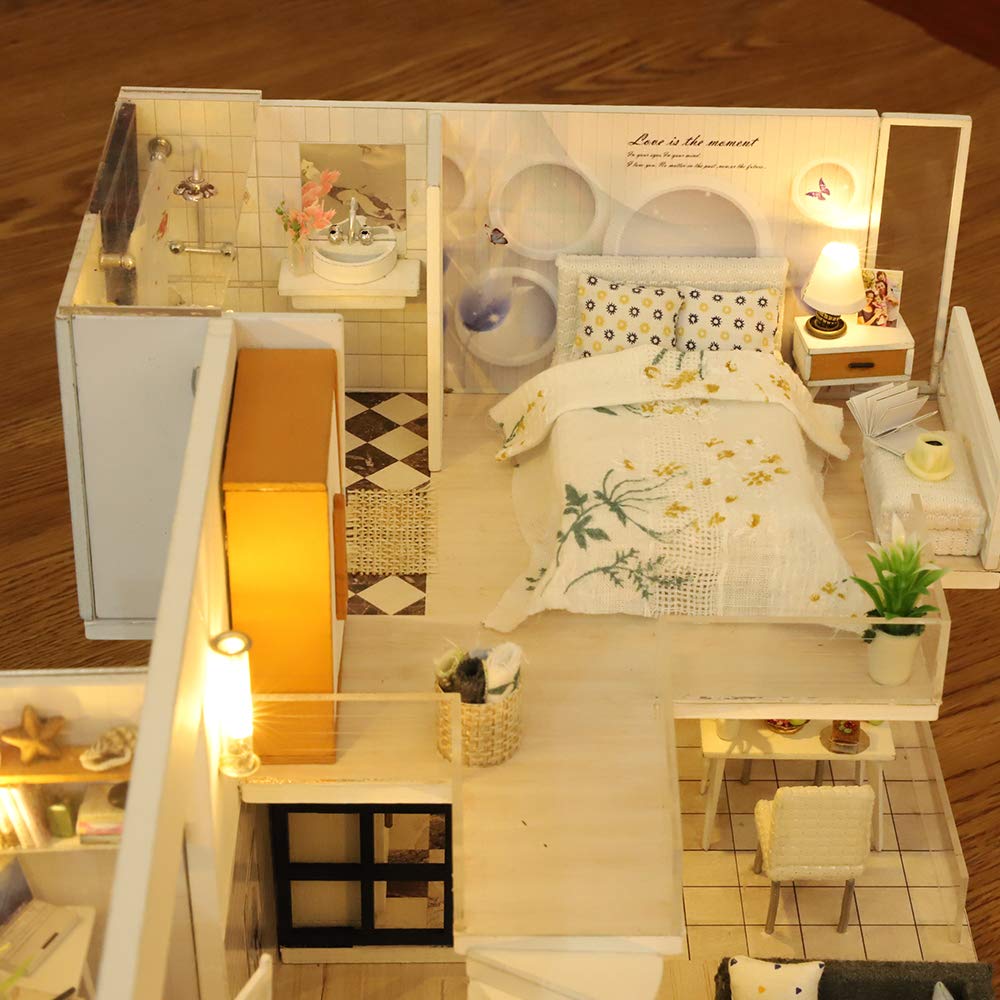 GuDoQi DIY Miniature Dollhouse Kit 1:24 — 30+ Hours Assembly, Handmade Gift