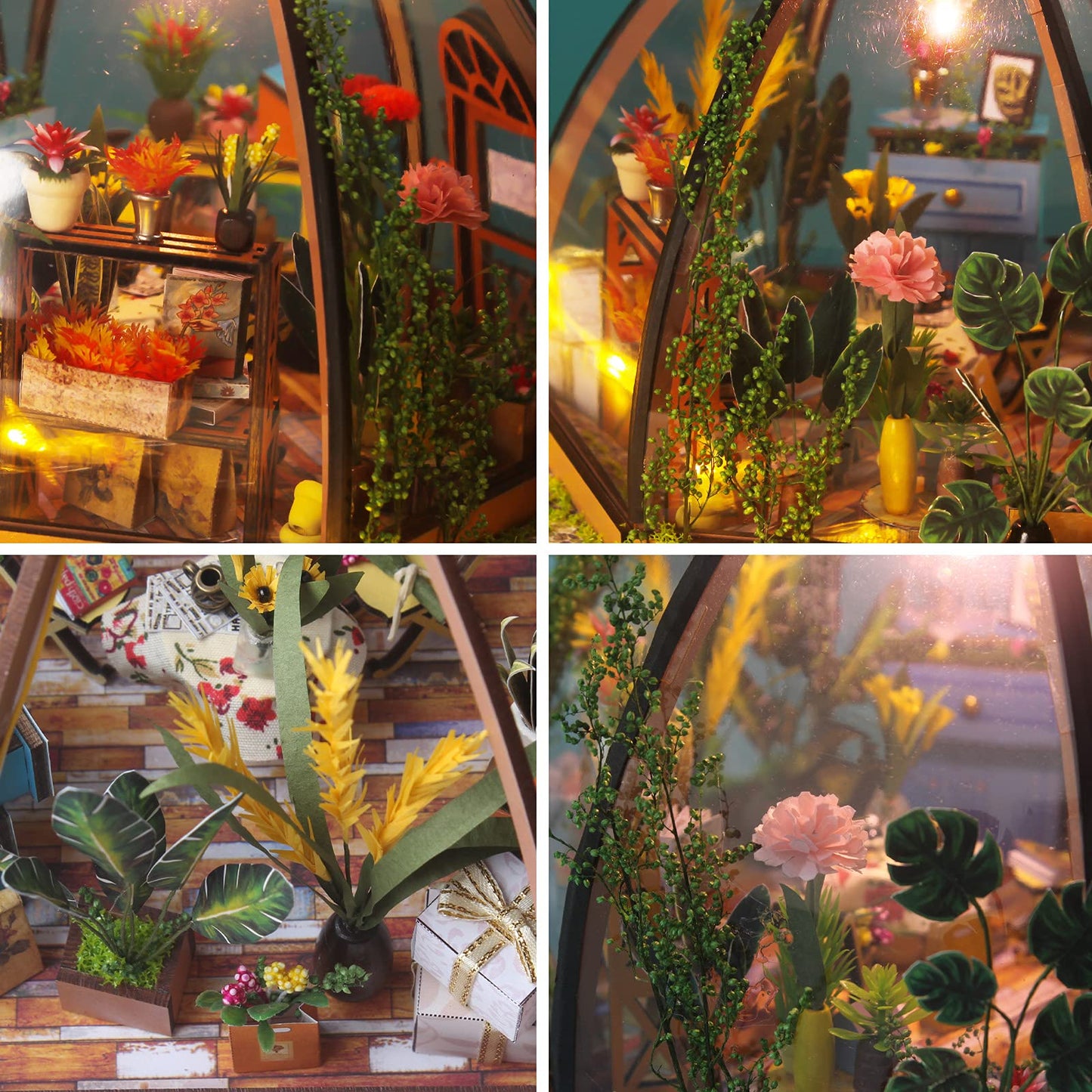 GuDoQi DIY Miniature Dollhouse Kit – 1:24 Scale Green Flower Shop with Furniture