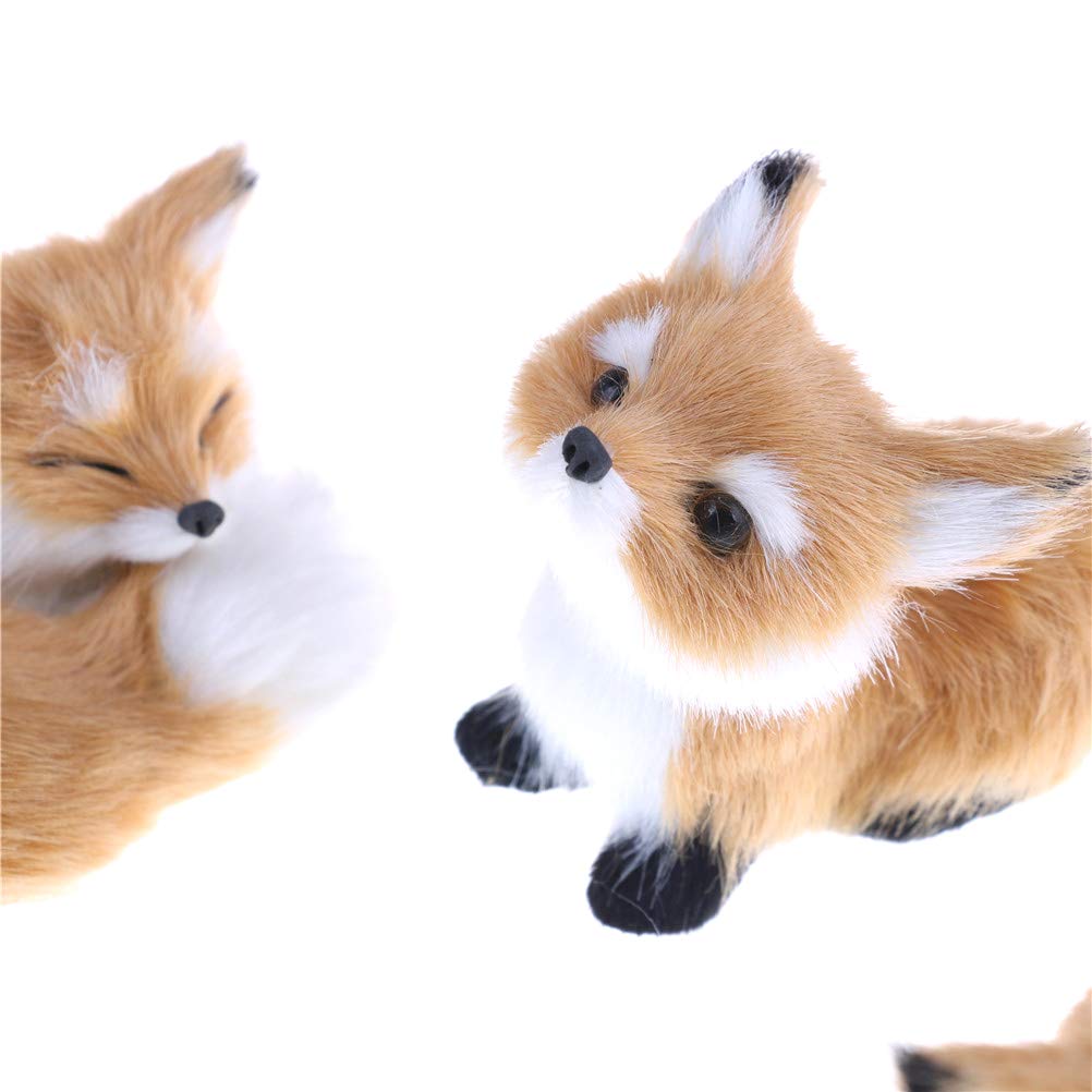 GUDVES Realistic Brown Fox Statue – Squatting Fox Figurine for Home Decor