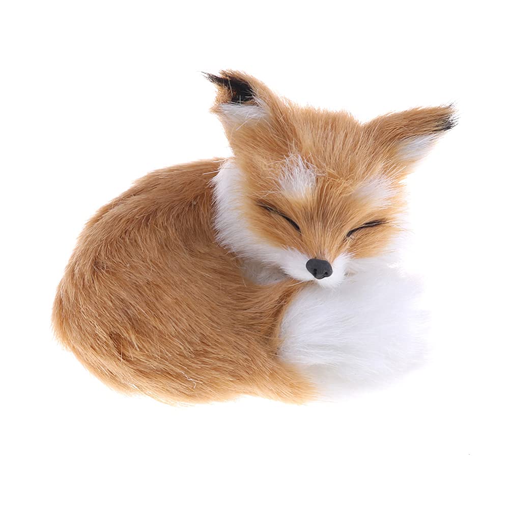 GUDVES Realistic Brown Fox Statue – Squatting Fox Figurine for Home Decor