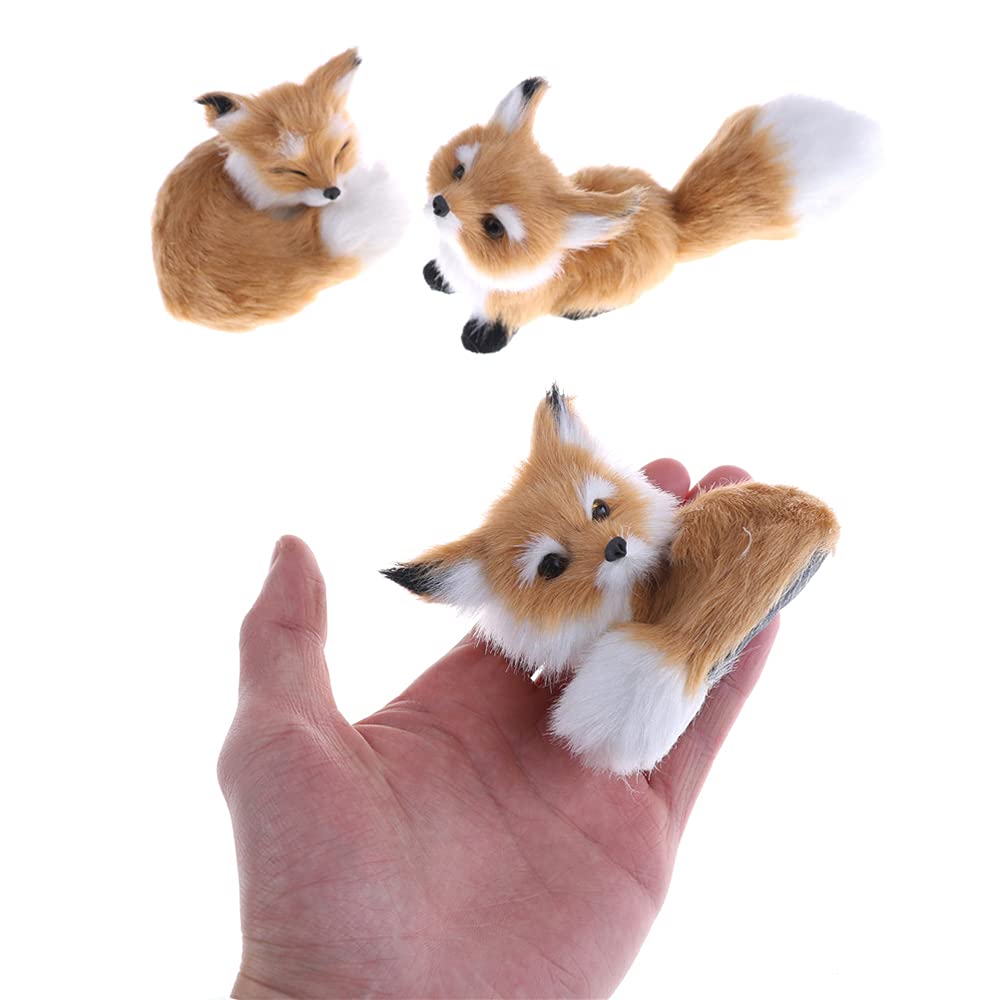 GUDVES Realistic Brown Fox Statue – Squatting Fox Figurine for Home Decor
