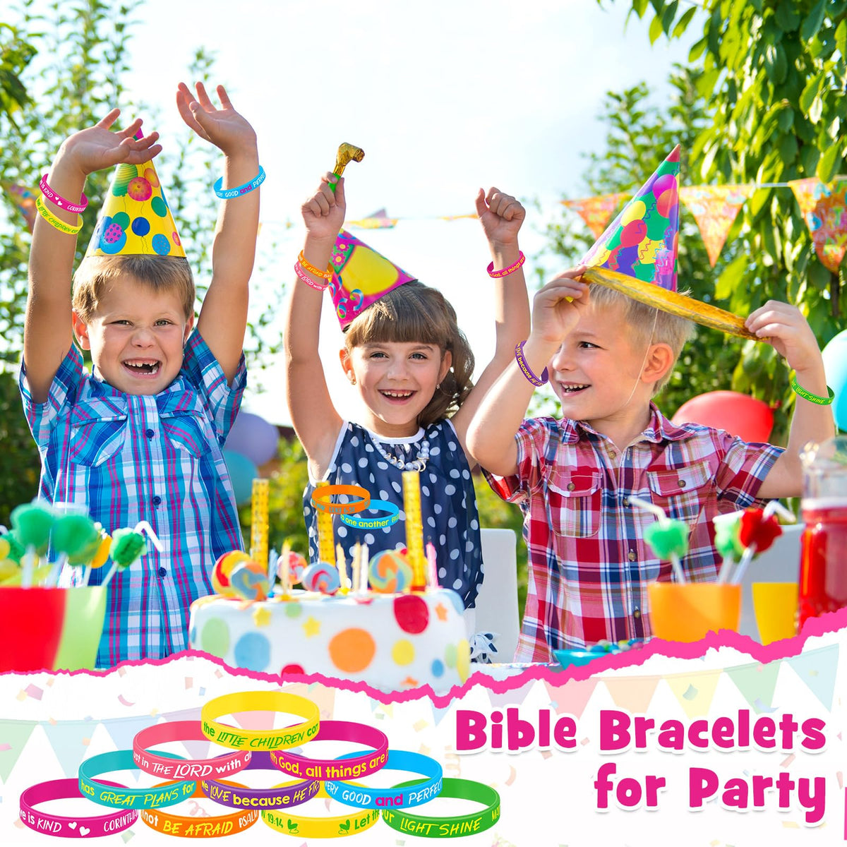 Gueevin Bible Verse Bracelets for Kids – 60 Pcs Classic Color Set