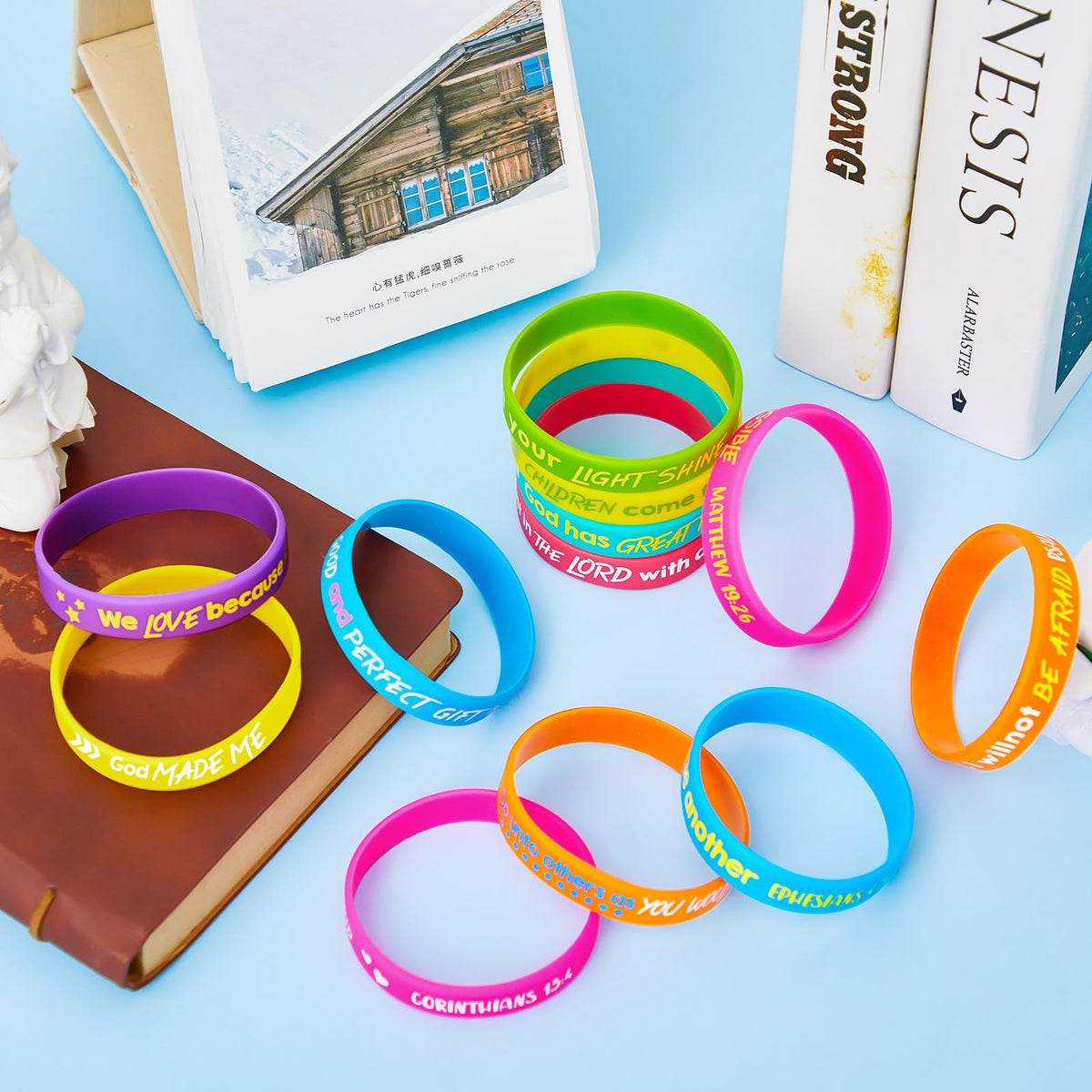 Gueevin Bible Verse Bracelets for Kids – 60 Pcs Classic Color Set