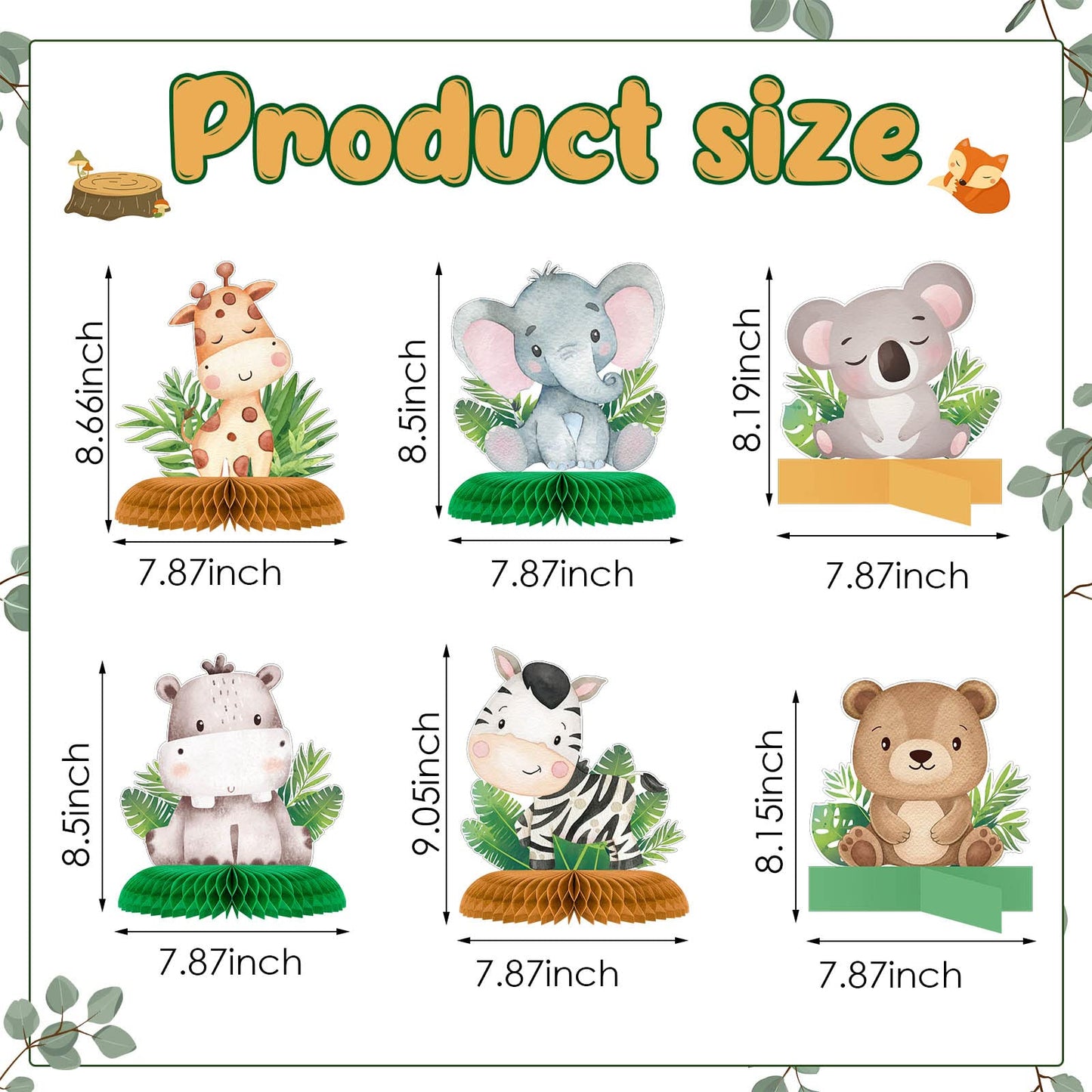 Gueevin 10 Pcs Safari Honeycomb Centerpieces for Baby Shower & Jungle Party