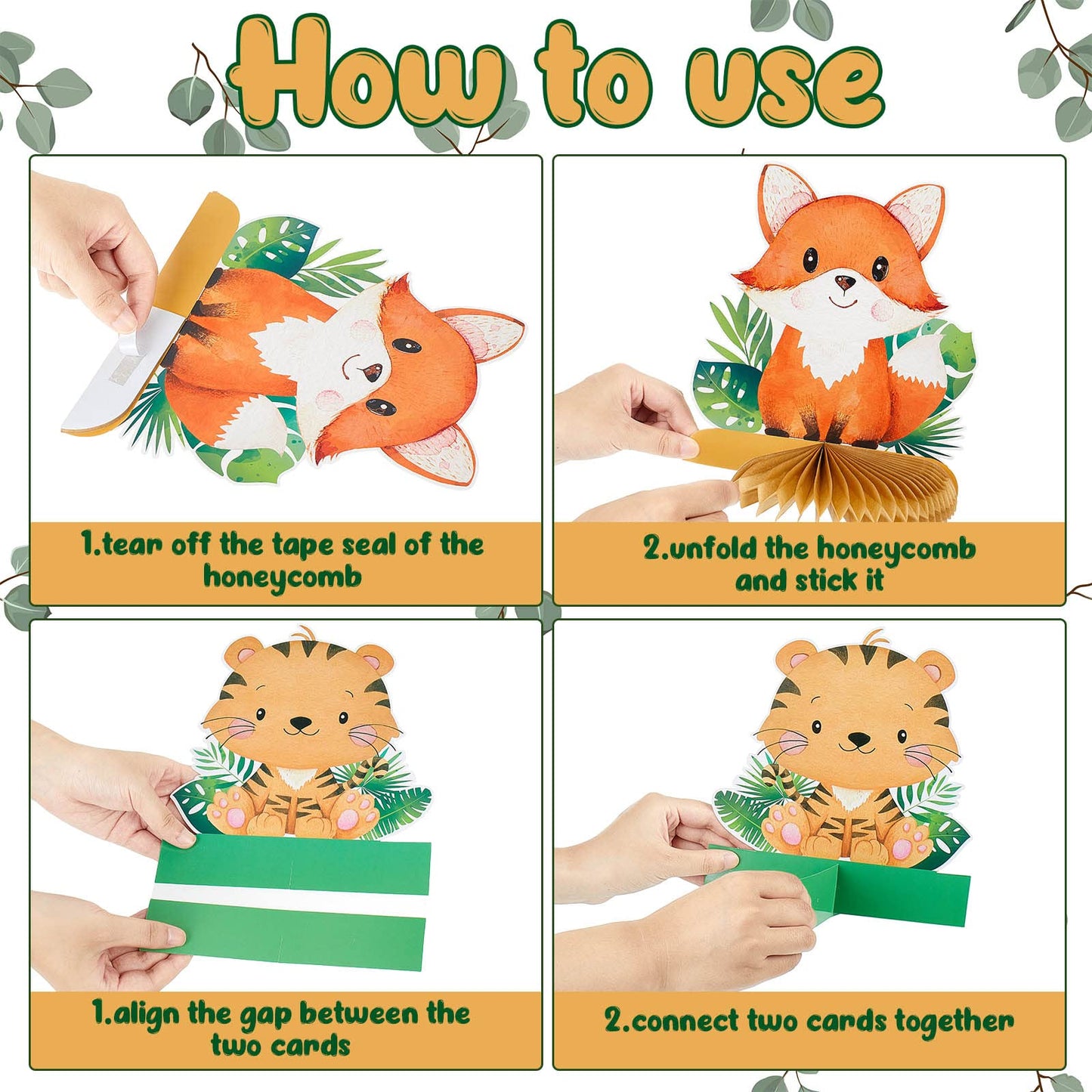 Gueevin 10 Pcs Safari Honeycomb Centerpieces for Baby Shower & Jungle Party
