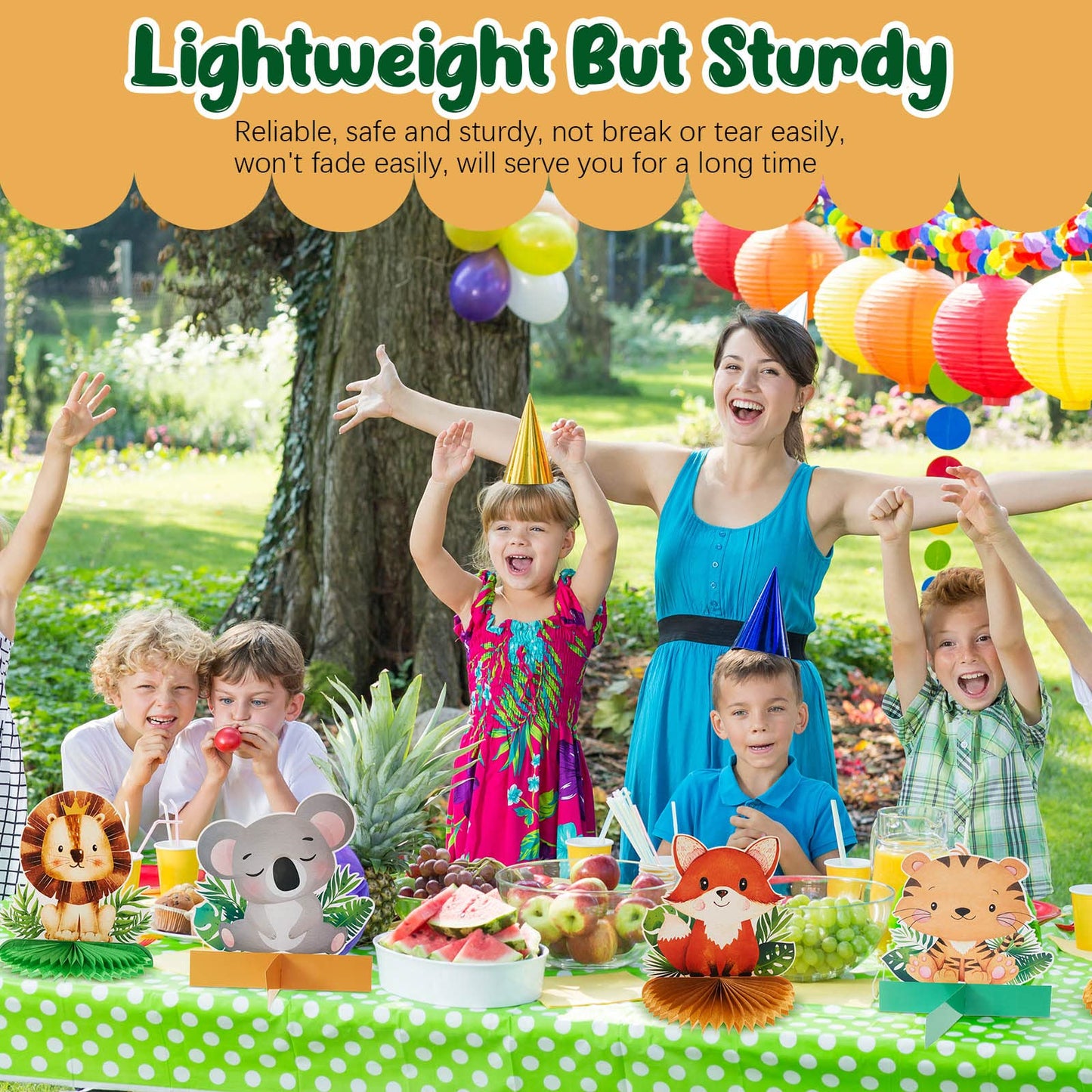 Gueevin 10 Pcs Safari Honeycomb Centerpieces for Baby Shower & Jungle Party