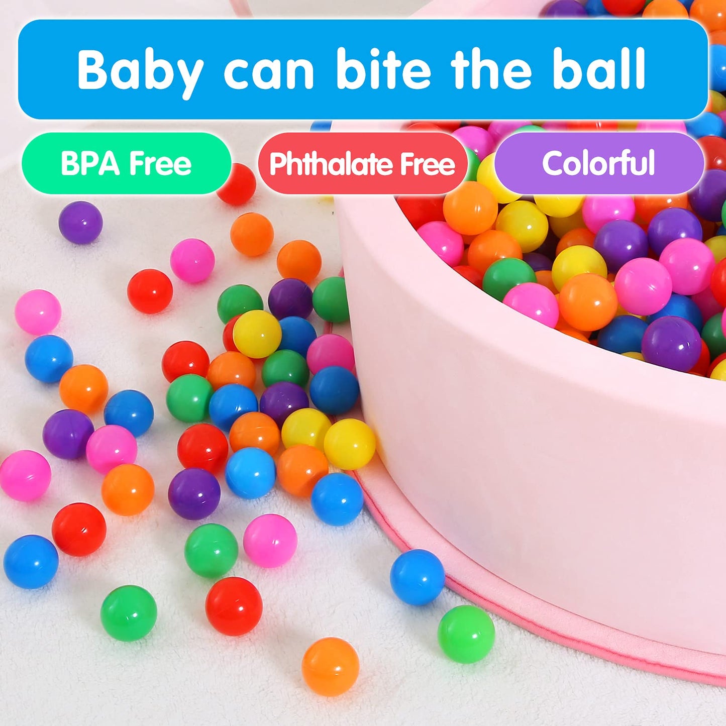 GUESVOT Ball Pit Balls 2.2in - 100 Pack, Phthalate-Free & BPA-Free, Storage Bag Included