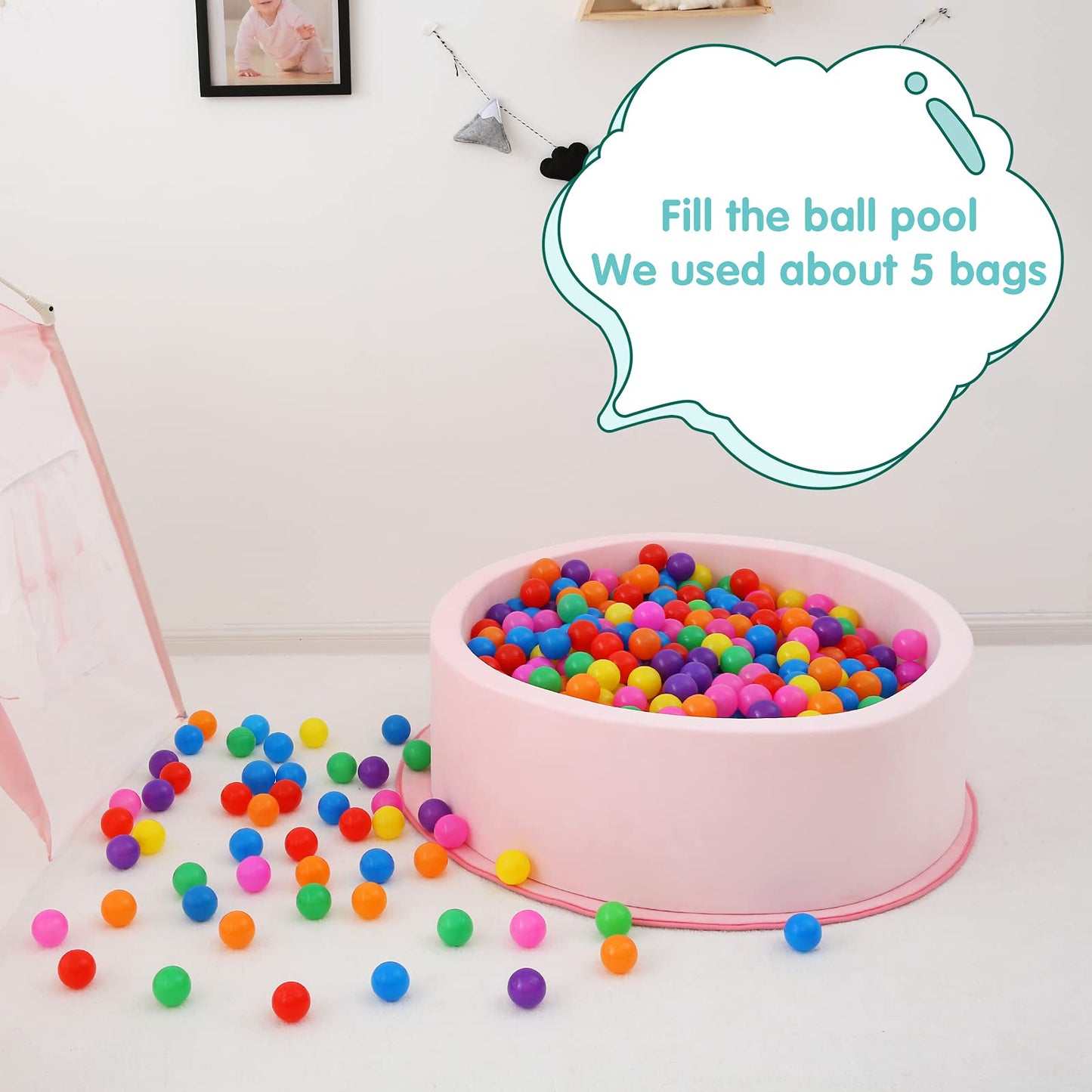 GUESVOT Ball Pit Balls – 2.2-Inch, 100 Pack, Bright Colors, Phthalate Free, BPA Free, Storage Bag