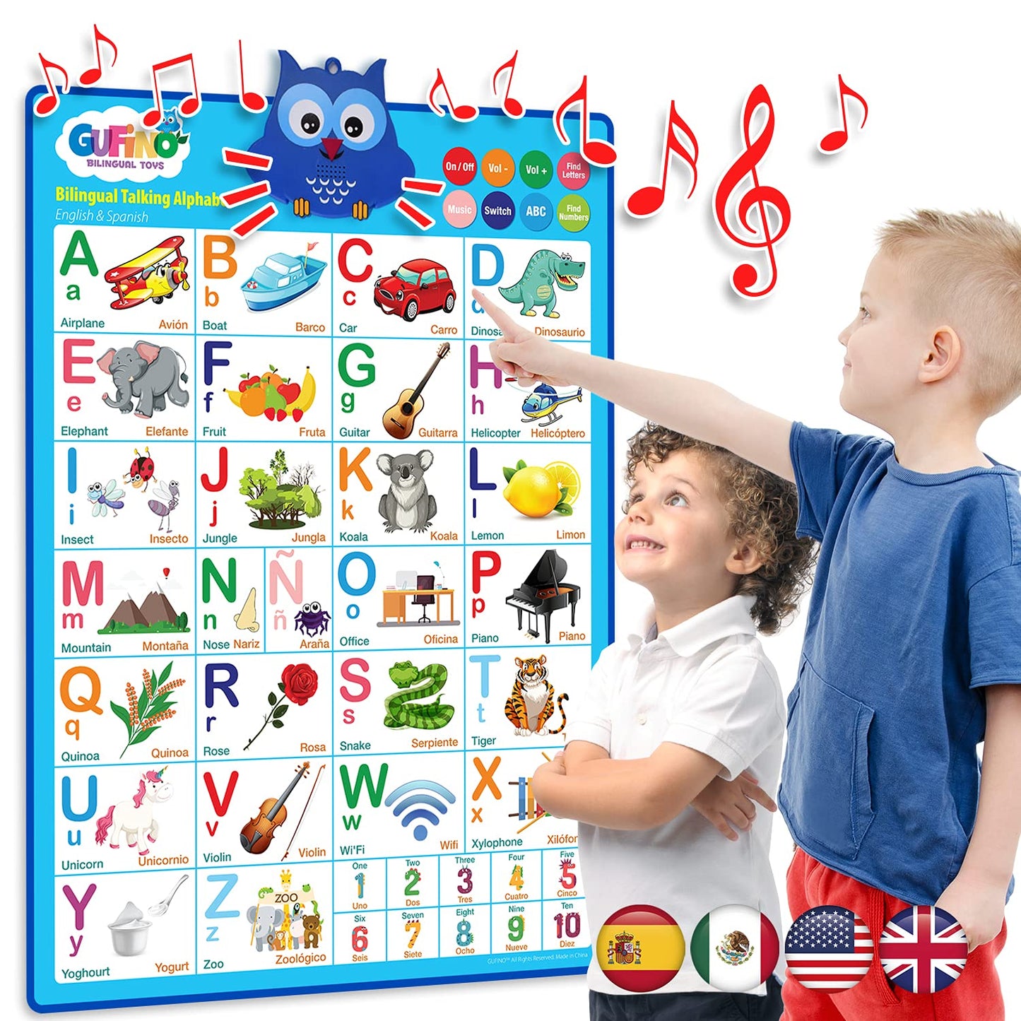 Gufino Alphabet Wall Chart – Interactive Bilingual Learning for Preschool and Spanish Classrooms