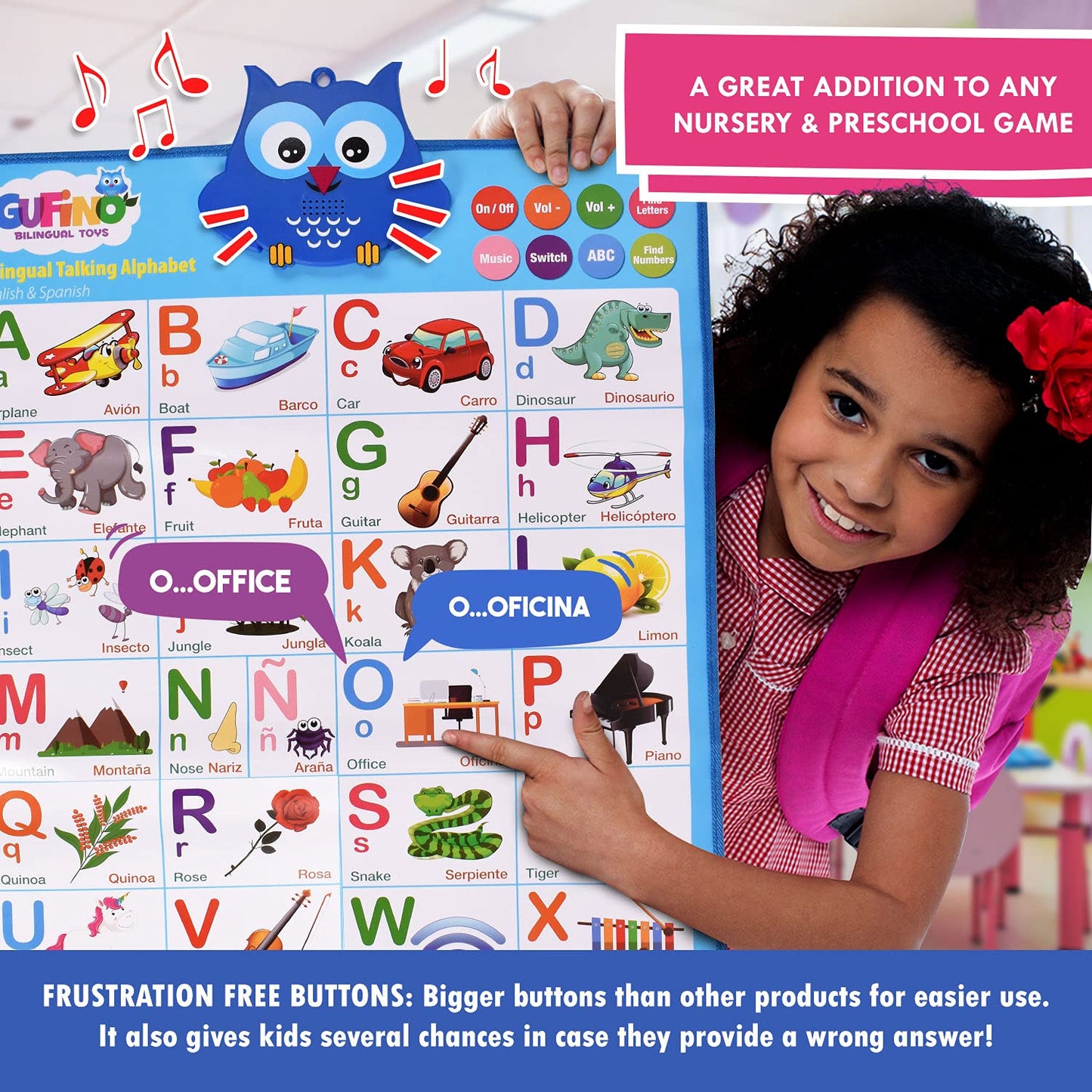 Gufino Alphabet Wall Chart – Interactive Bilingual Learning for Preschool and Spanish Classrooms