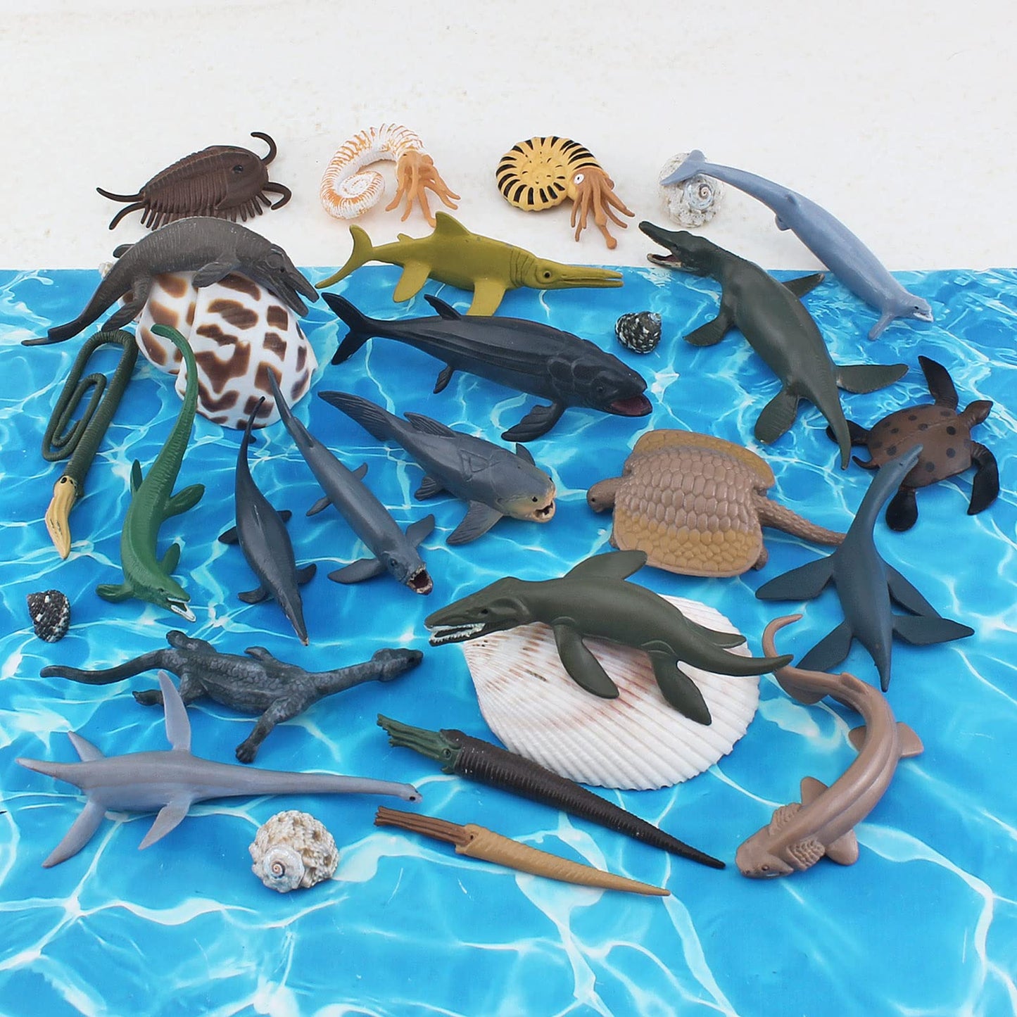 GUFOPONAS 22PCS Prehistoric Sea Creatures Toys – 4-Inch Marine Figures, Cake Topper for Kids