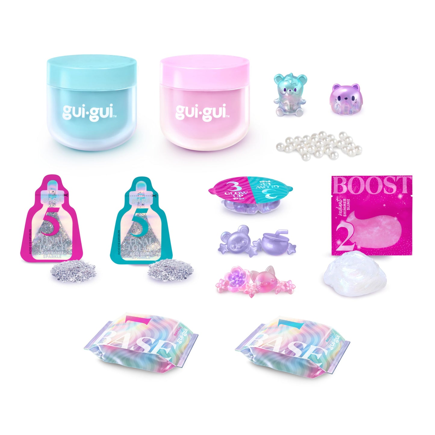 GUI GUI Slime Kit – Shimmer Deluxe Duo Pack with 2 Iridescent Slimes | 5-Step DIY Glow-Up
