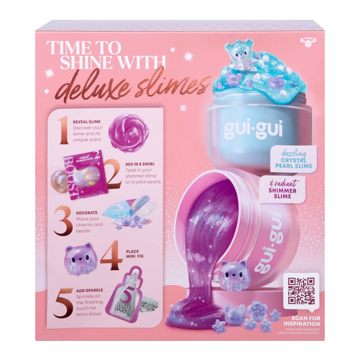 GUI GUI Slime Kit – Shimmer Deluxe Duo Pack with 2 Iridescent Slimes | 5-Step DIY Glow-Up