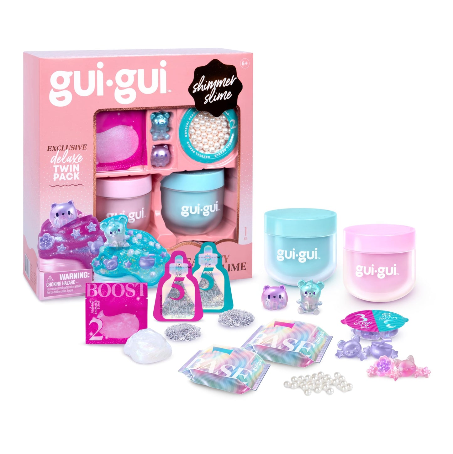 GUI GUI Slime Kit – Shimmer Deluxe Duo Pack with 2 Iridescent Slimes | 5-Step DIY Glow-Up
