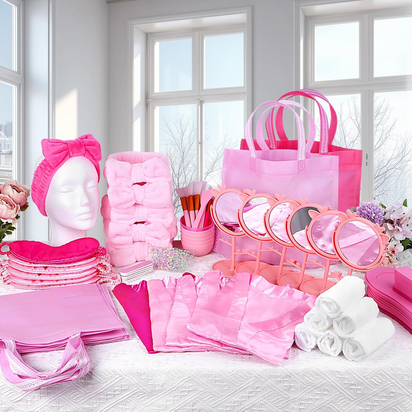 Guifizeiom Spa Party Kit for Girls — 6 Satin Robes & Sleepover Essentials