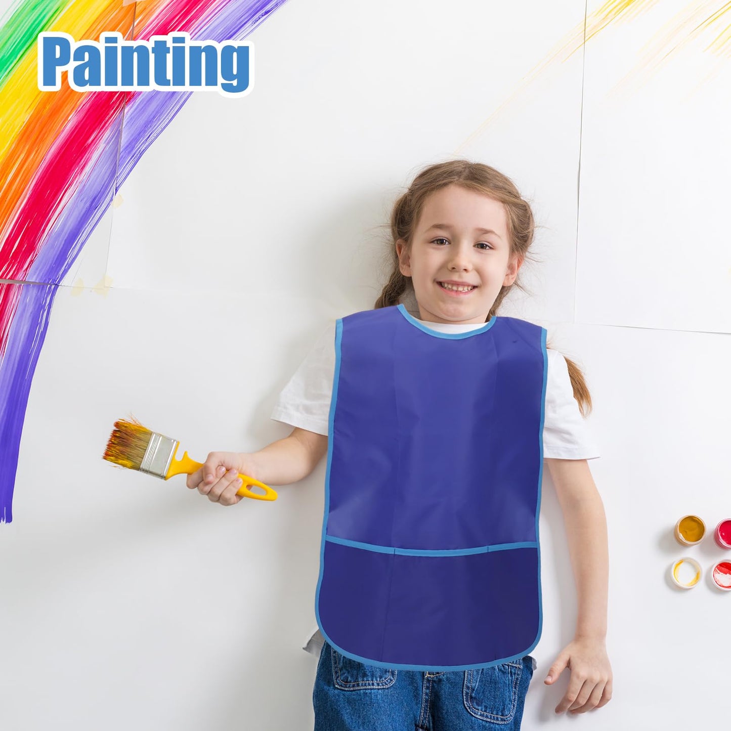Guiqulai 4 Pcs Kids Art Smocks - Waterproof Sleeveless Aprons with 3 Pockets (Age 3-8, 4 Colors)