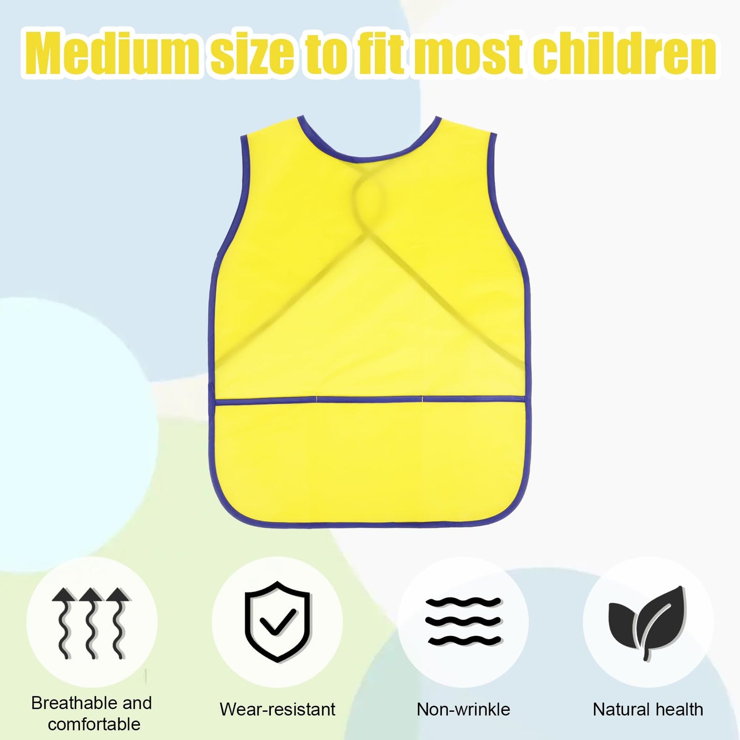 Guiqulai 4 Pcs Kids Art Smocks - Waterproof Sleeveless Aprons with 3 Pockets (Age 3-8, 4 Colors)