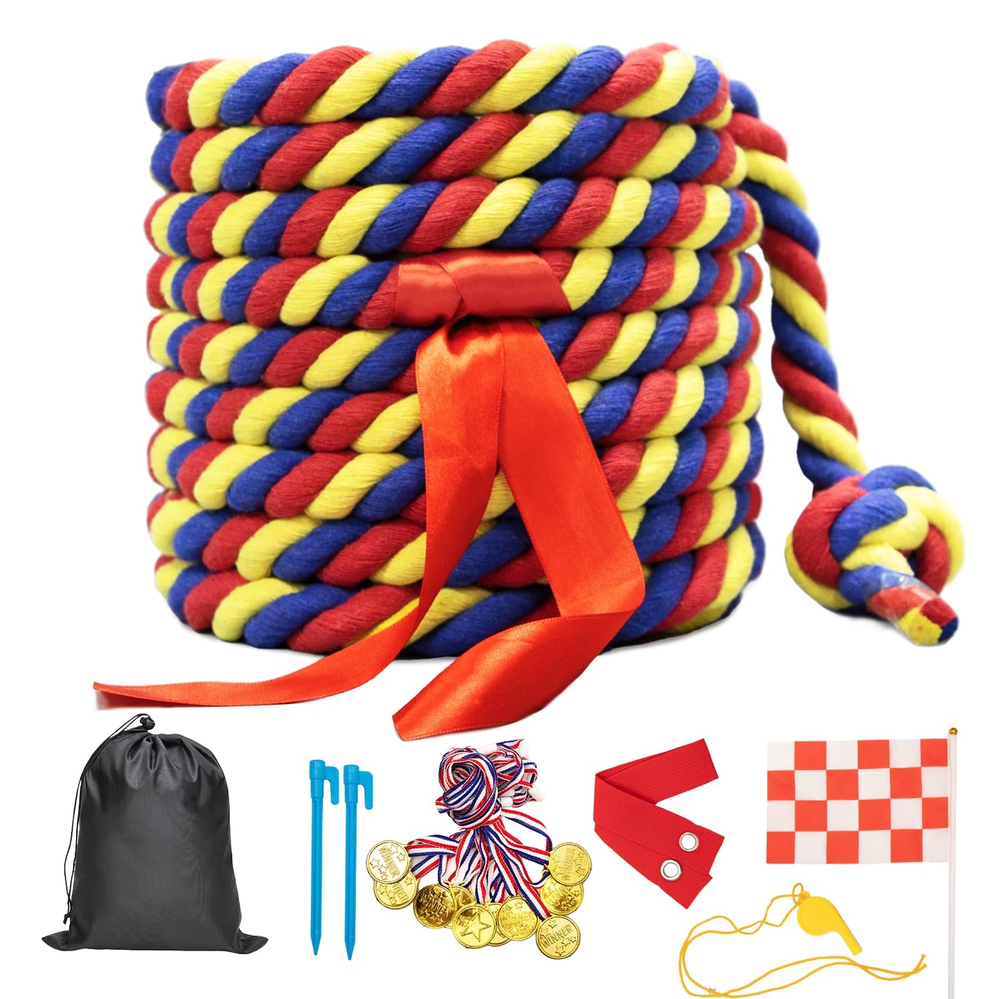 GULYMNA Tug of War Rope — 20ft Outdoor Family Games for Kids & Adults