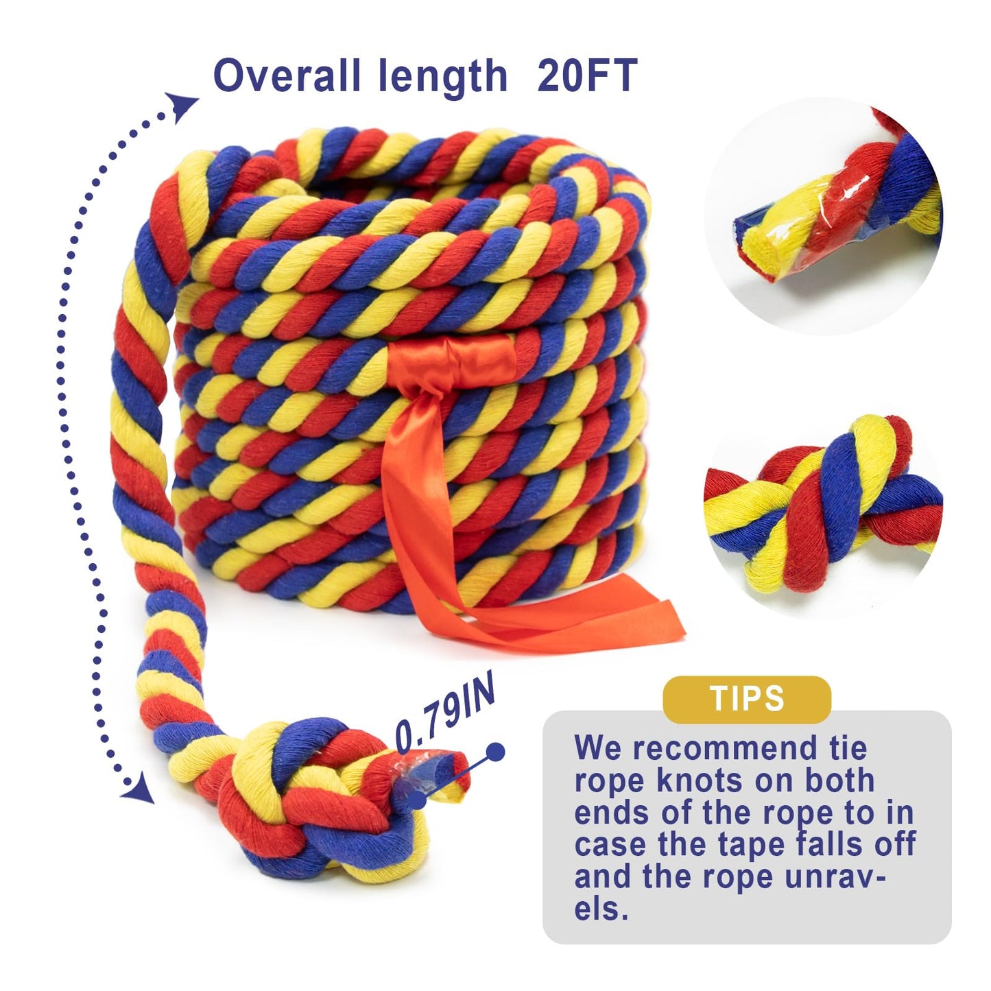 GULYMNA Tug of War Rope — 20ft Outdoor Family Games for Kids & Adults