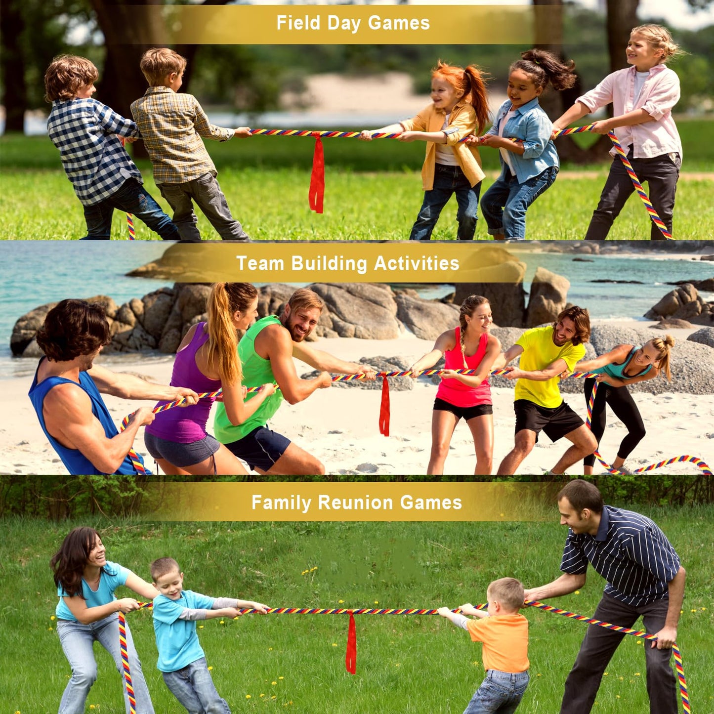 GULYMNA Tug of War Rope — 20ft Outdoor Family Games for Kids & Adults