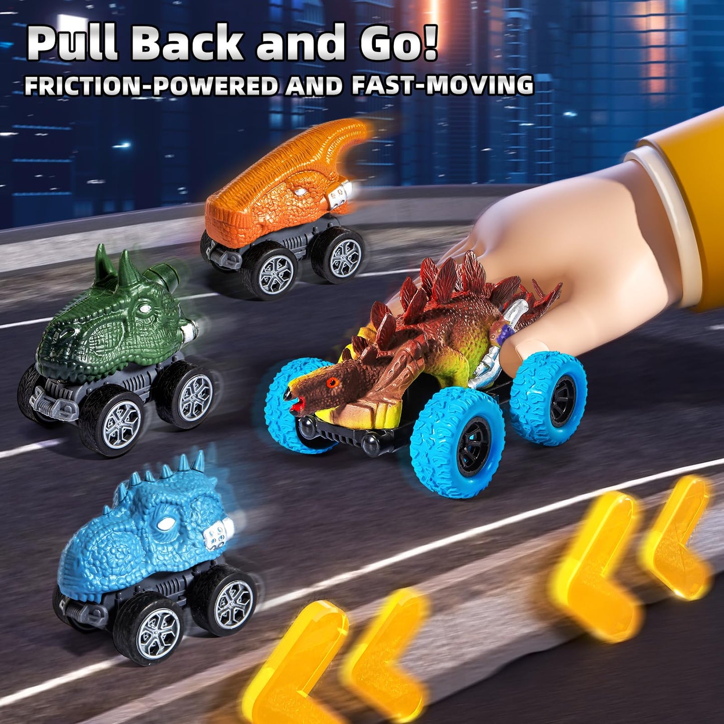 Guminnara Toddler Robot Dinosaur Truck Toys – 5 Pull-Back Dinos for Ages 3-7