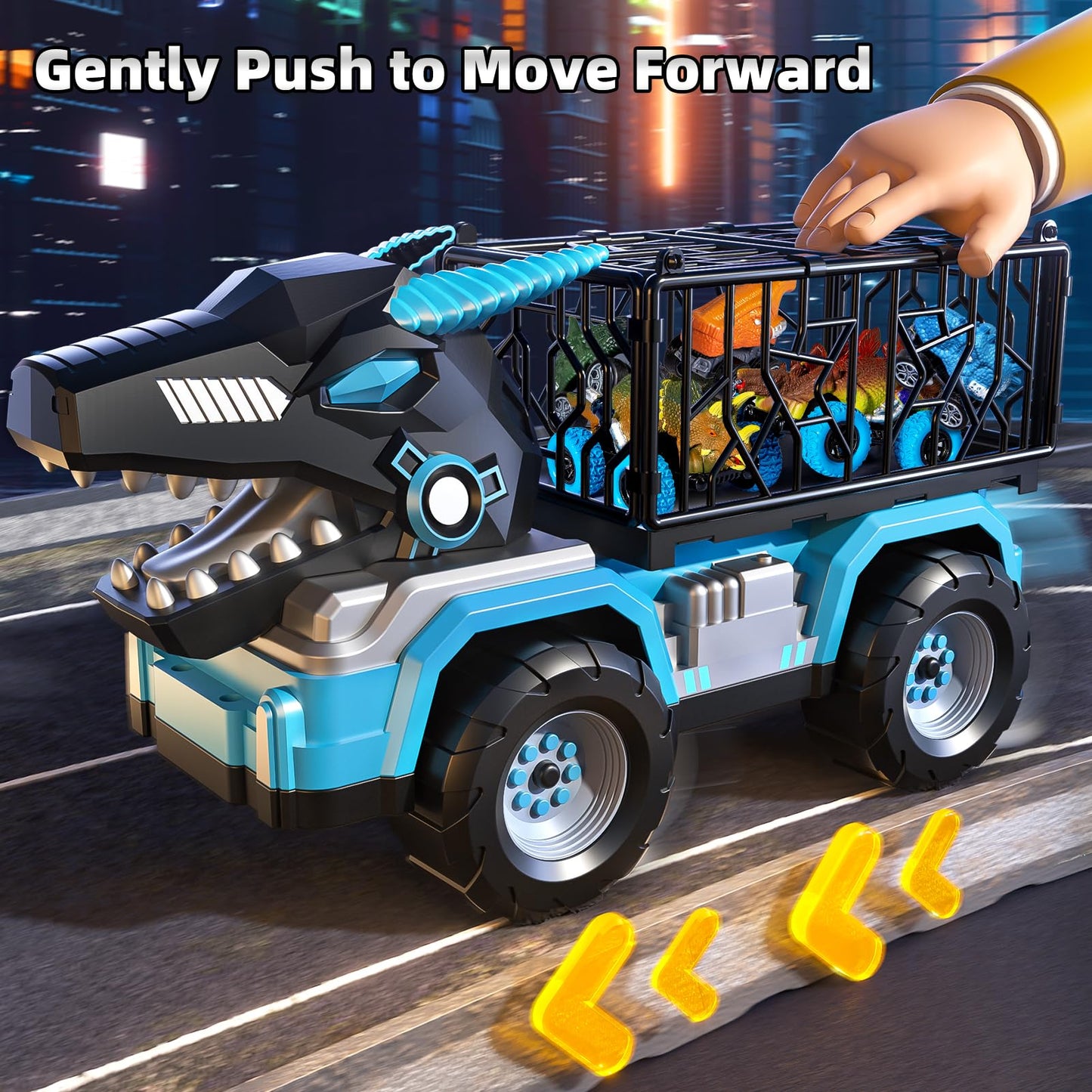 Guminnara Toddler Robot Dinosaur Truck Toys – 5 Pull-Back Dinos for Ages 3-7