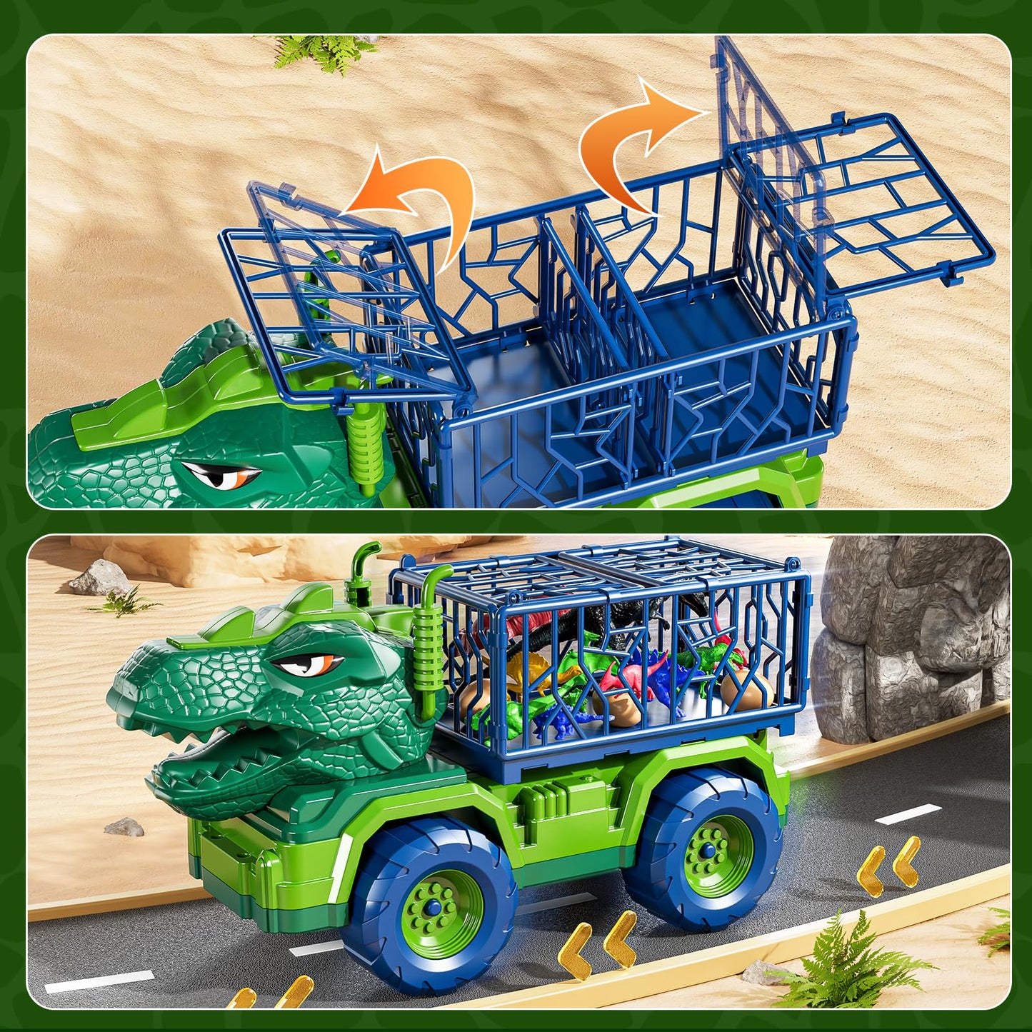 Guminnara 22-in-1 T-Rex Truck Set – Carrier Dino Truck with 18 Figures for Ages 3-7
