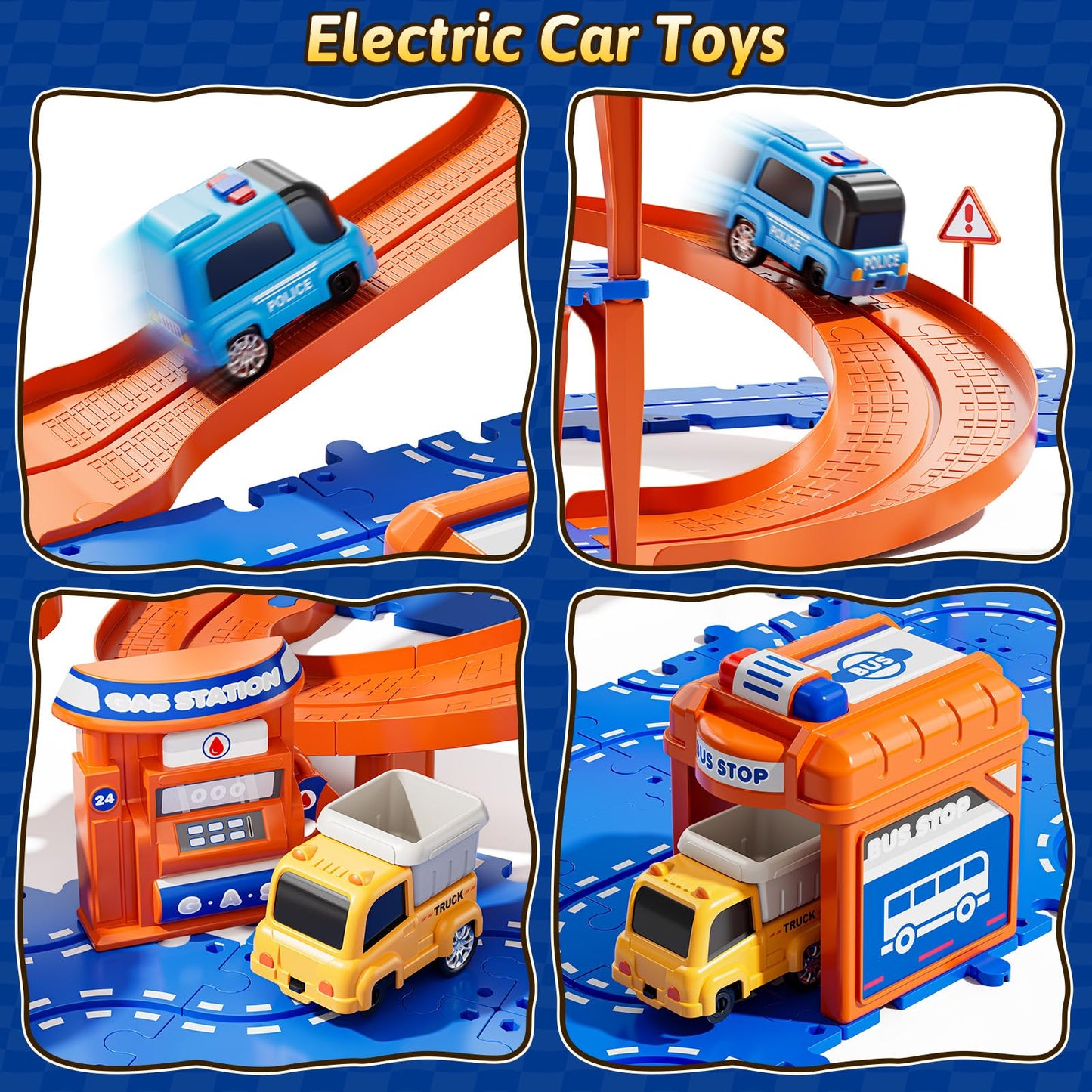 Guminnara 3-Tier Toddler Puzzle Race Cars Track – 59-Piece Educational Car Track Set for Ages 3-8