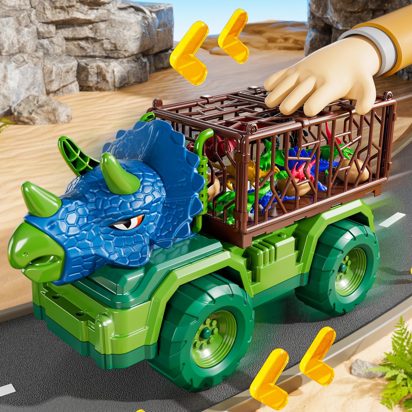 Guminnara 22-in-1 Triceratops Dinosaur Carrier Truck with 18 Figures | Ages 3-10